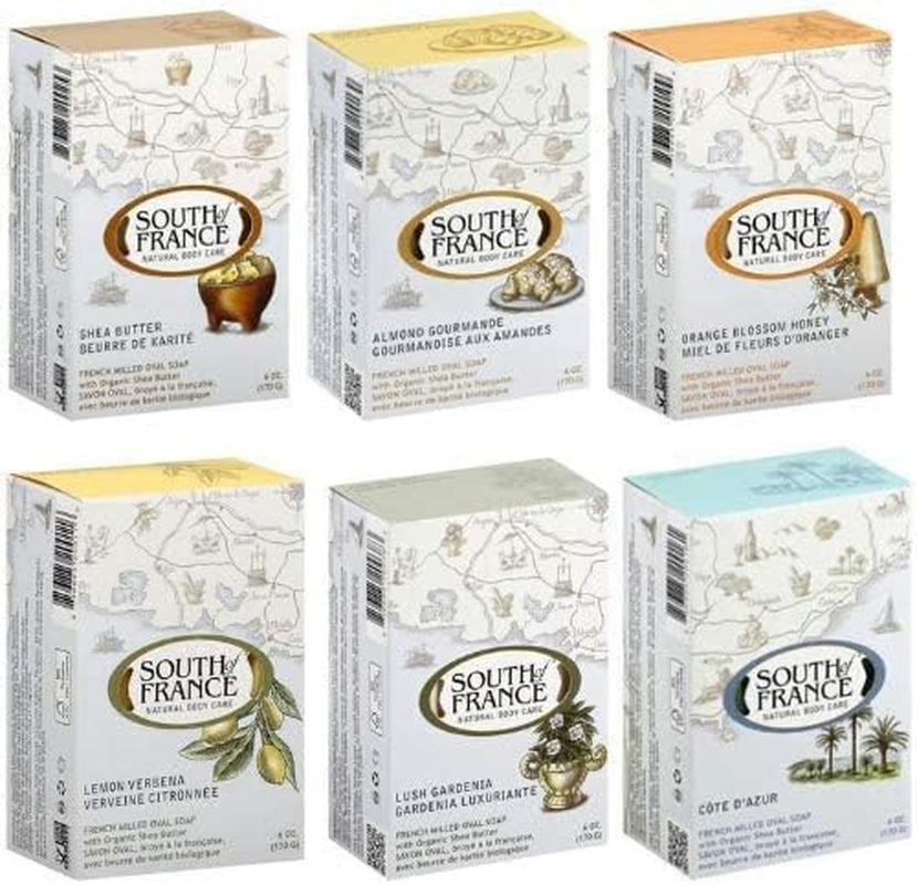 Healthiest Bars South of France Bar Soap - 6 Fragrance Variety Bundle, 6 Ounce Bars in Box image number 5
