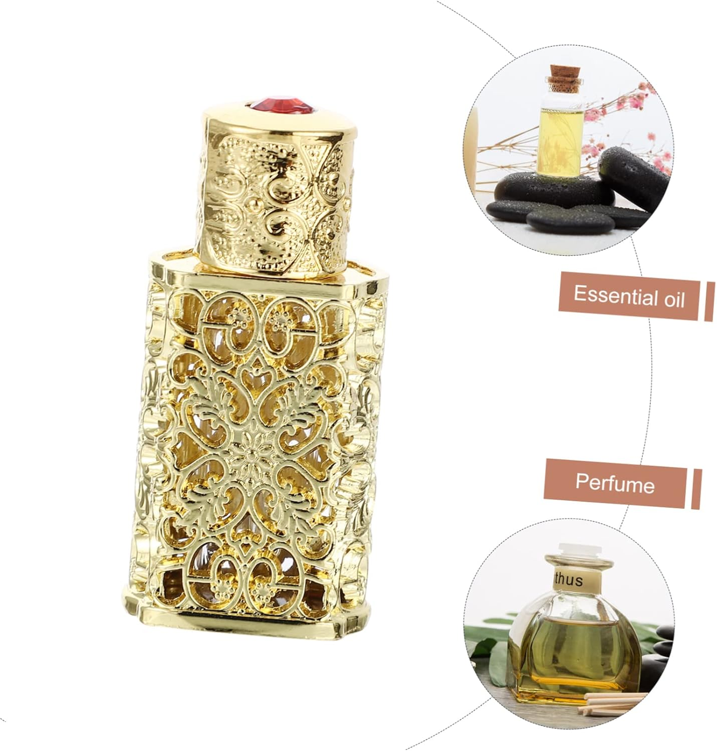 3Pcs Engraved Perfume Essential Oil Storage Bottle Elegant Hollow Design Leak Aromatherapy Crafts Travel Use image number 2