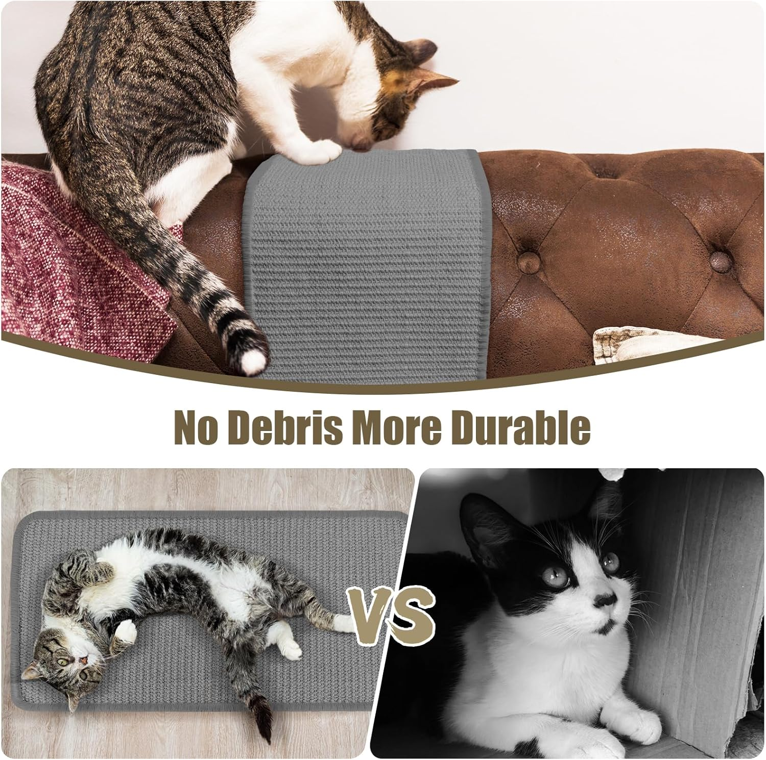 2-Piece Cat Scratching Mat, Sisal Mat, Cat Scratching Boards 50 X 25 Cm, Scratching Mat, Cat Wall with Adhesive Tape, Scratching Mat, Durable Sisal Rug, Cats, Cat Scratching Board, Doormat Furniture image number 4