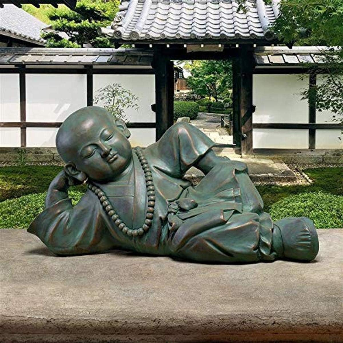 Design Toscano EU22736 Resting Serene Baby Buddha Garden Statue, Verdigris image number 1