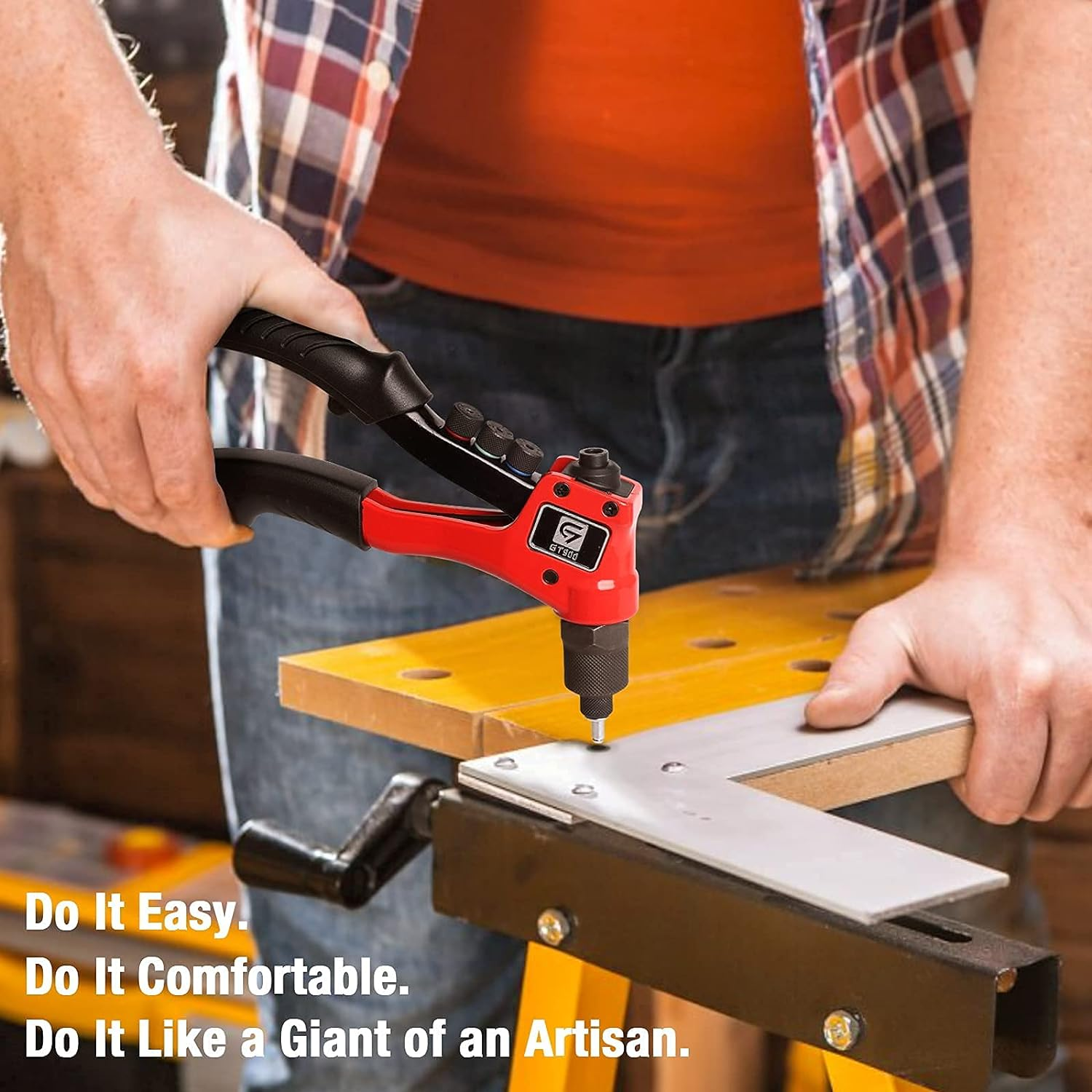 Rivet Gun, GIANTISAN Pop Rivet Tool Kit with 200 Rivets and 4 Drill Bits, Manual Hand Riveter Kit with Rugged Carrying Case image number 6