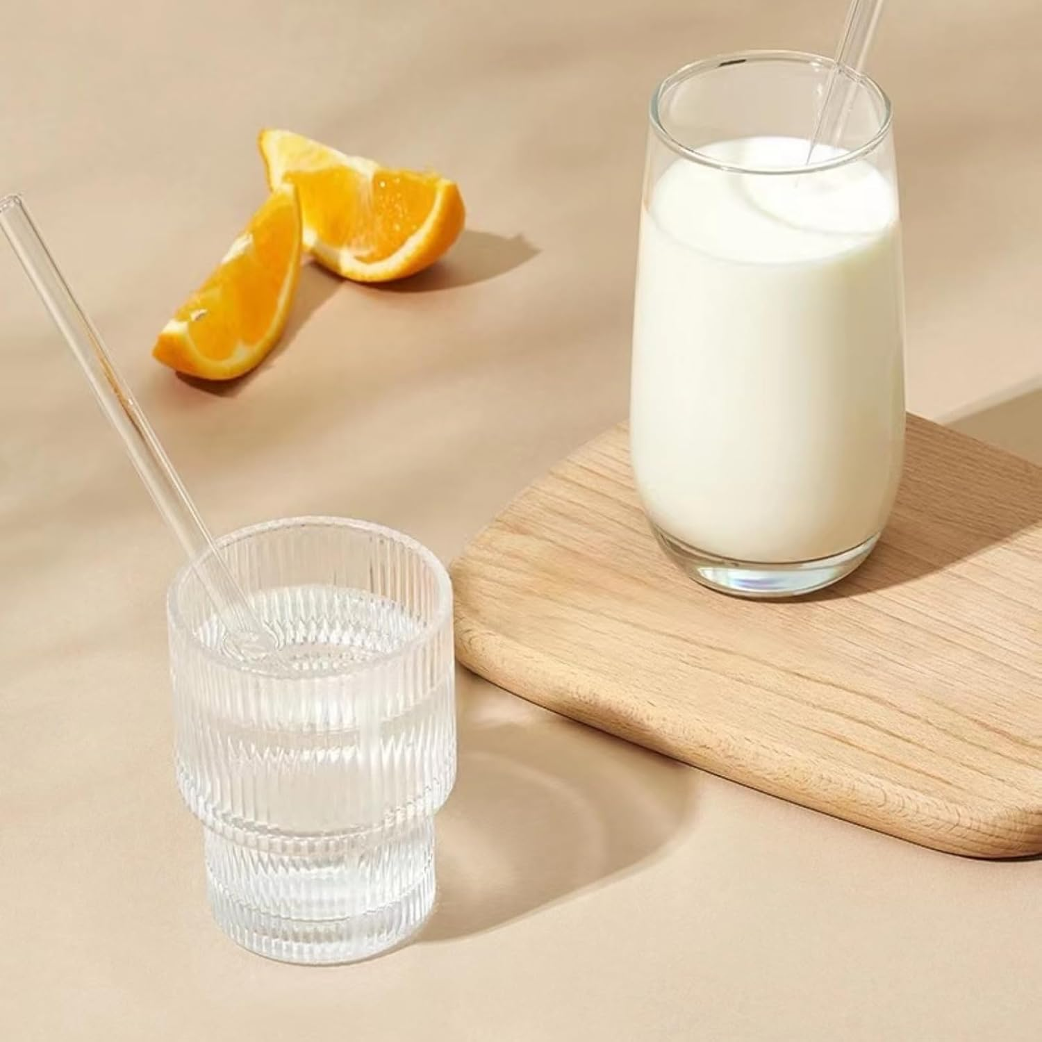 6 Pack Reusable Glass Drinking Straws Smoothie Straws for Milkshakes Frozen Drinks Smoothies Iced Tea Environmentally Friendly 0.8 * 20Cm (Transparent) image number 4