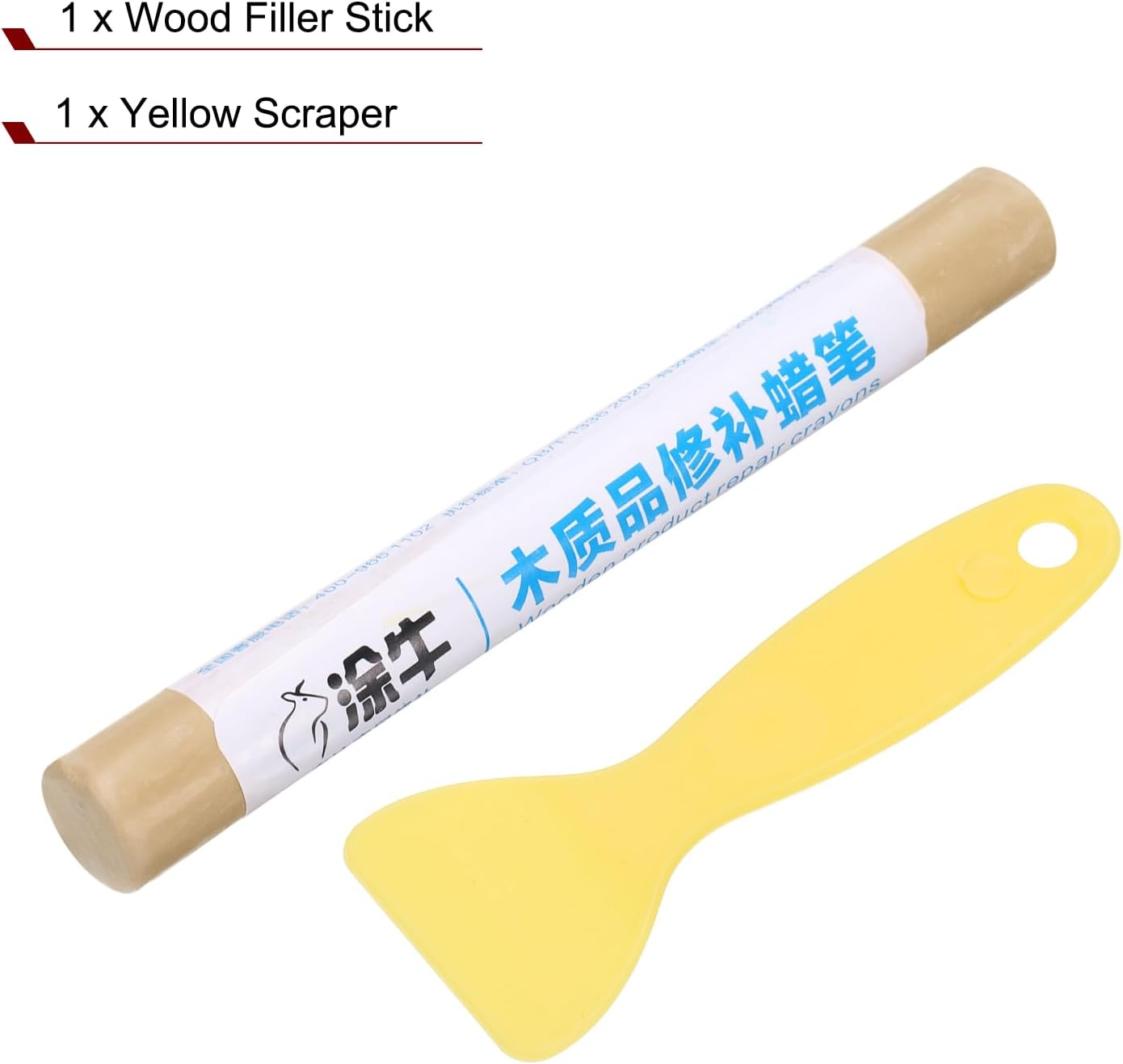Uxcell Wood Filler Sticks Wood Furniture Scratch Repair Filler Sticks Furniture Touch up Markers with Yellow Scraper for Wood Holes Wood Floor Table Door Cabinet, Powder Oak image number 6