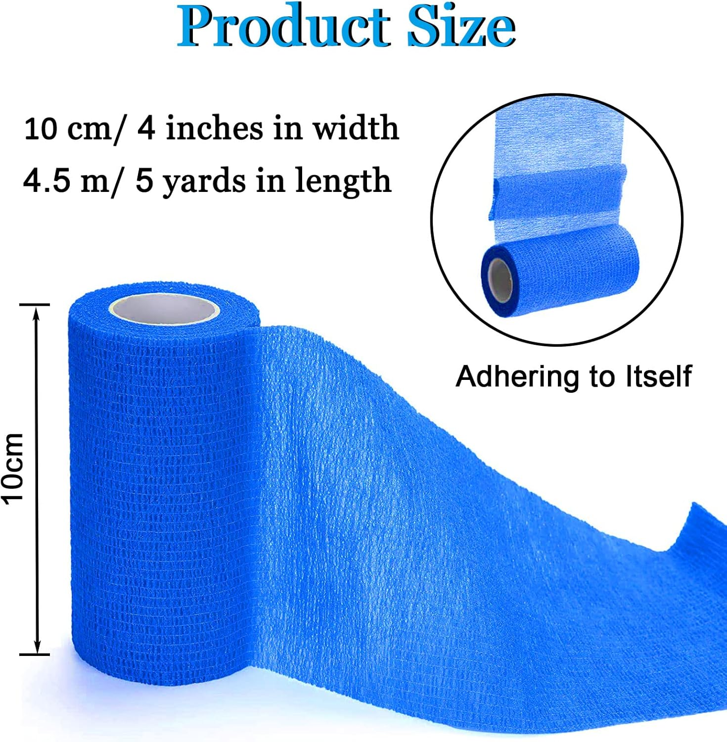 6 Rolls Cohesive Bandage, Self Adhesive Bandage Tape 10Cm X 4.5M Vet Wrap for Horses, Self Adherent Vet Wrap & Pet Wrap, Dog Bandages, Football Sock Wrap & Shin Guard Tape for Wrist & Ankle (Blue) image number 5