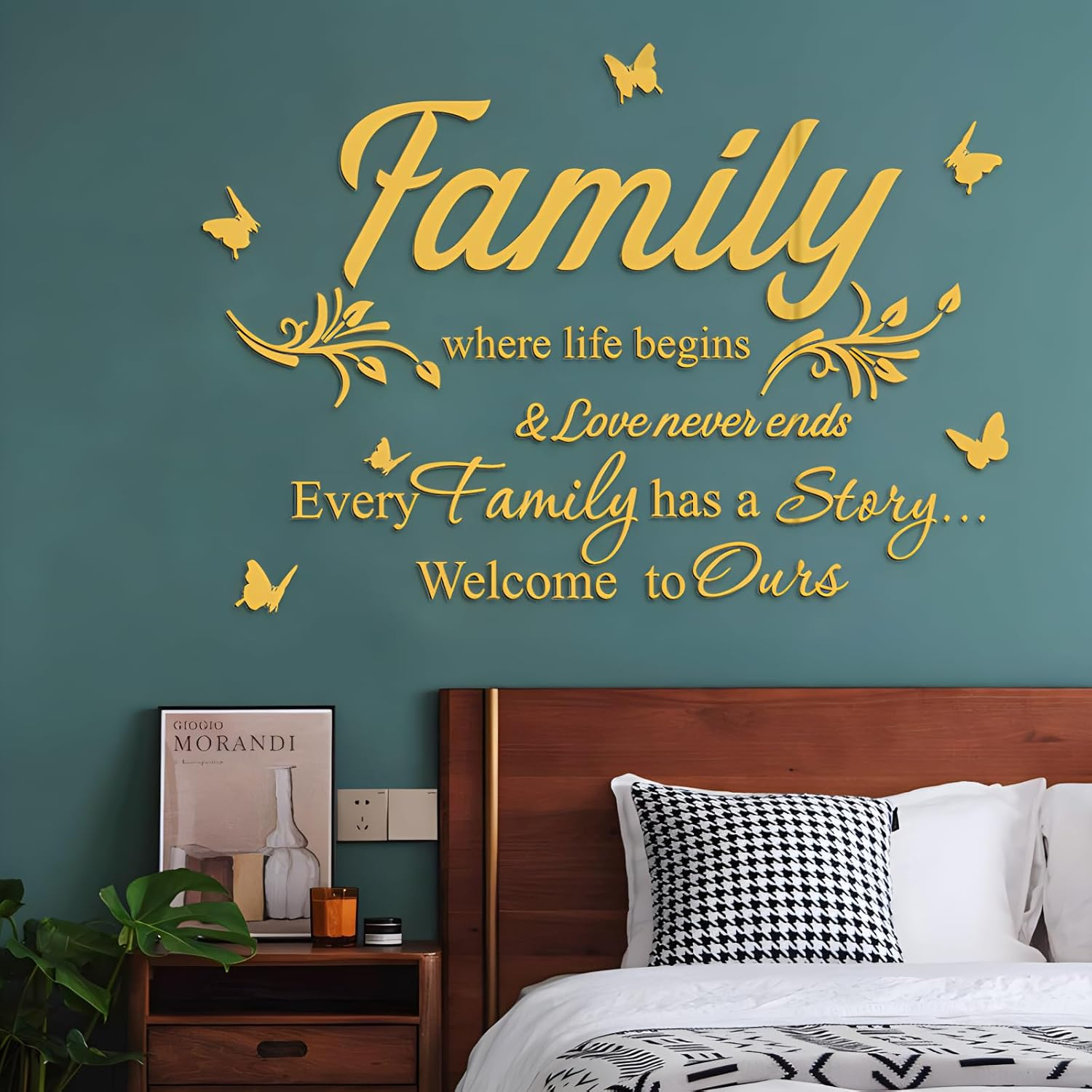 Fkereg Family Where Life Begins & Love Never Ends Every Family Has a Story Welcome to Ours Mirror Wall Decals Stickers, Acrylic Inspirational Quotes Wall Art Words, Home Wall Decor Living Room, Silver