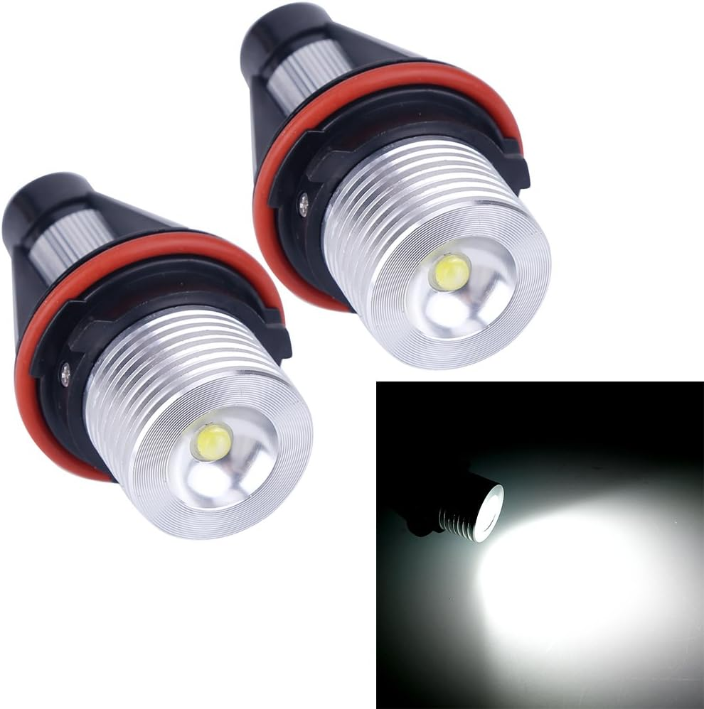 2PCS 5W LED Angel Eyes Halo Ring Marker Light Bulb for BMW 5 6 7 Series X3 X5 (Fit E39 E53 E60 E63 E64 E65 E66 E83) (5W, White) image number 1