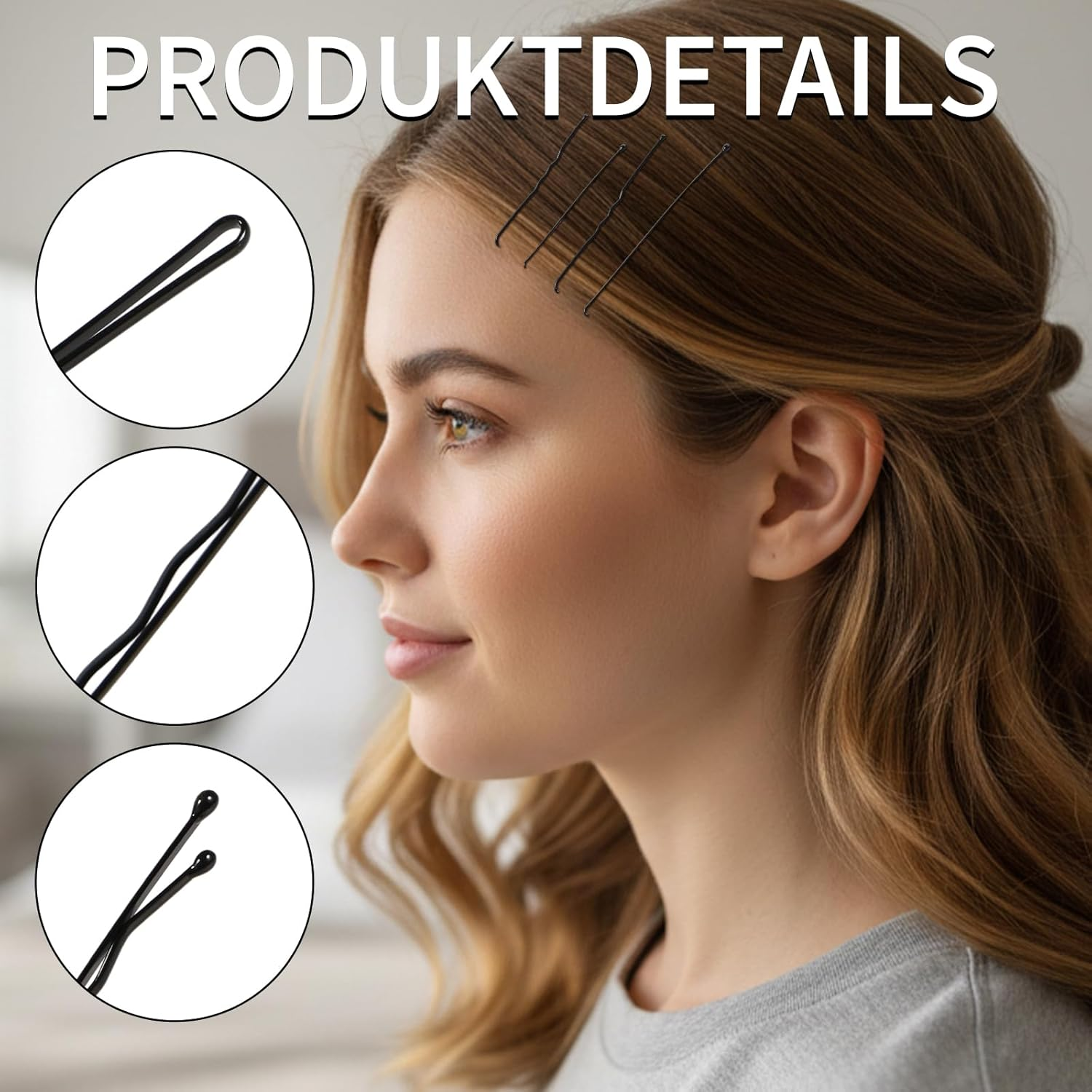 Bliceon Pack of 700 Small Bobby Pins Set, U-Shaped Hair Clips, Transparent Hair Elastic, Small Bobby Pins for Women and Girls with Storage Box (Black) image number 1