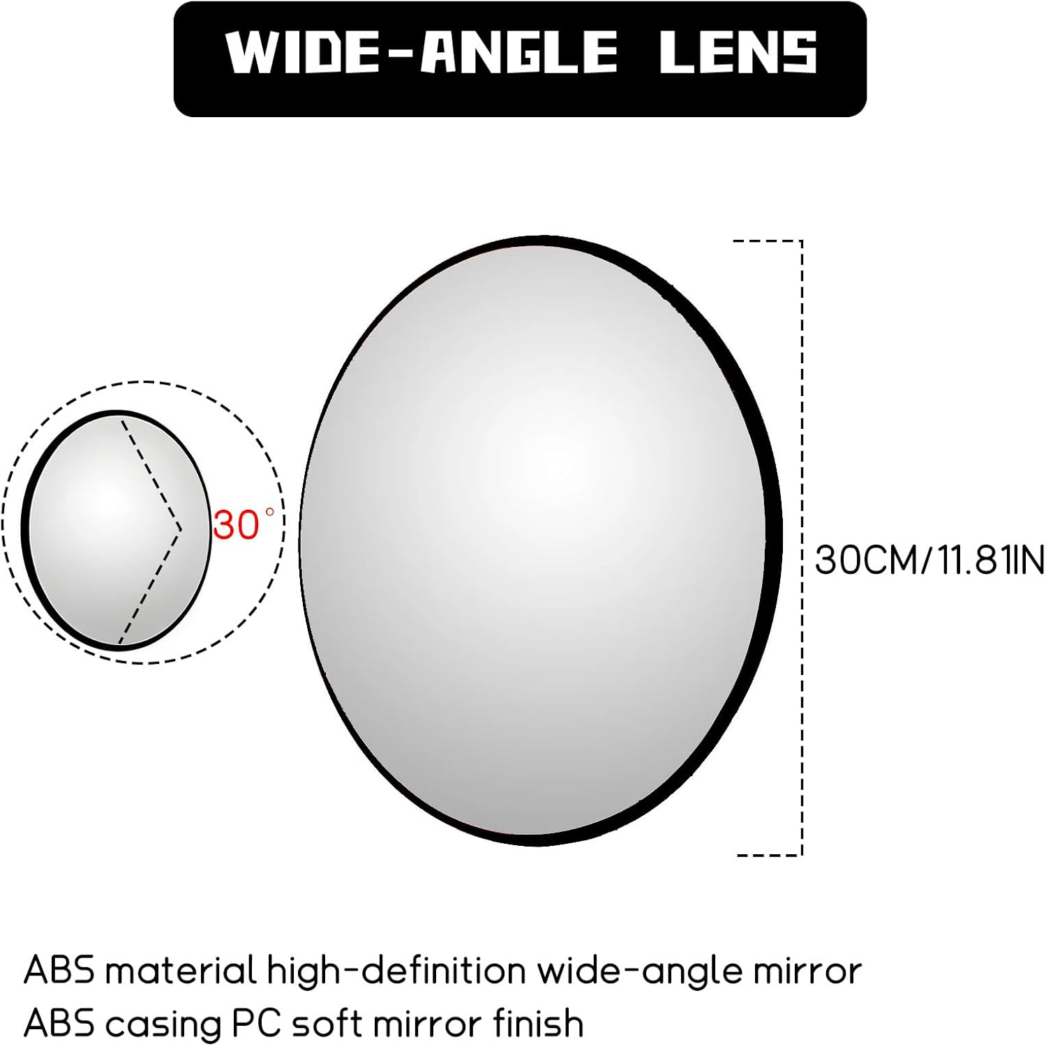 12" Acrylic Convex Mirror, Adjustable Wide Angle View Traffic Mirror for Enhanced Security Coverage in Rooms, Offices, Warehouses, Parking Lots, and Addressing Corner Blind Spot Areas(Black) image number 2