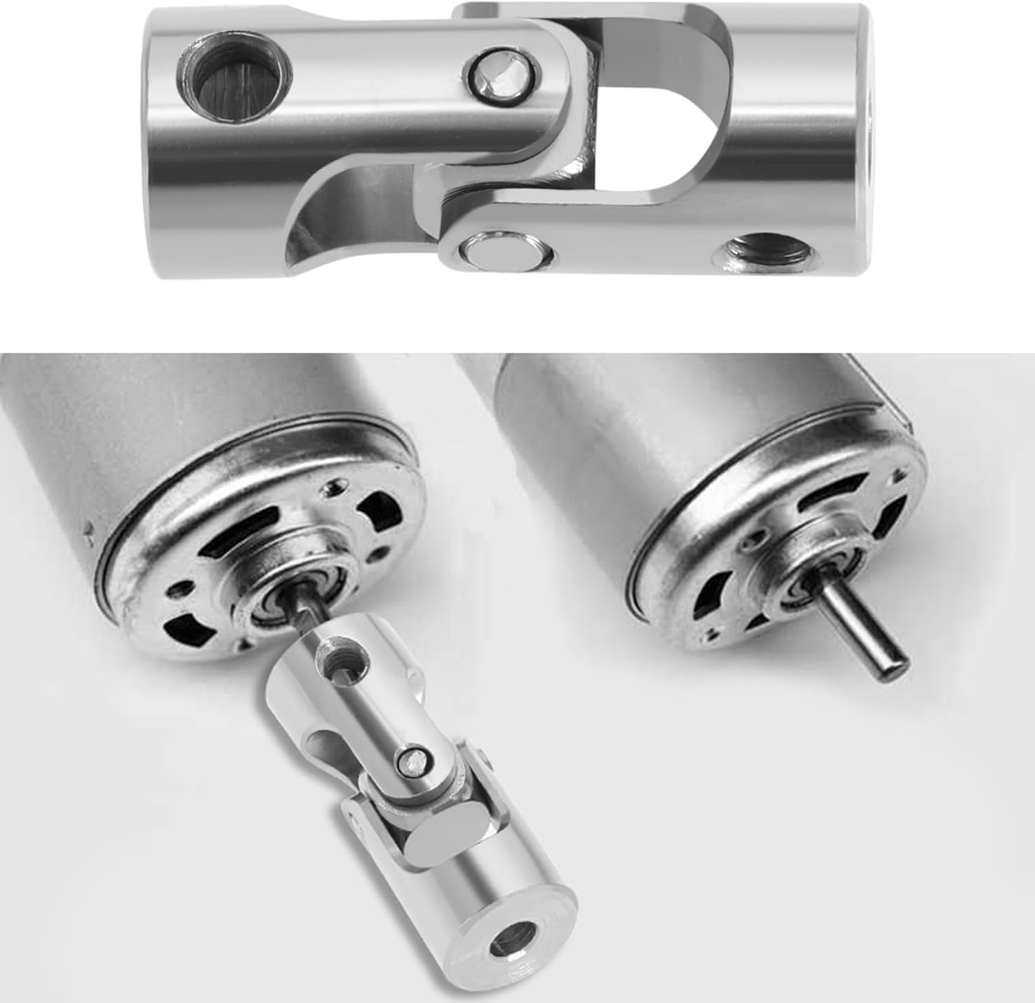 Emagtech 4Pcs 8Mm to 8Mm Metal Shaft Coupling Universal Joint Shaft Coupling Flexible Coupling Connector Accessories for Model Car Ships Robots image number 5