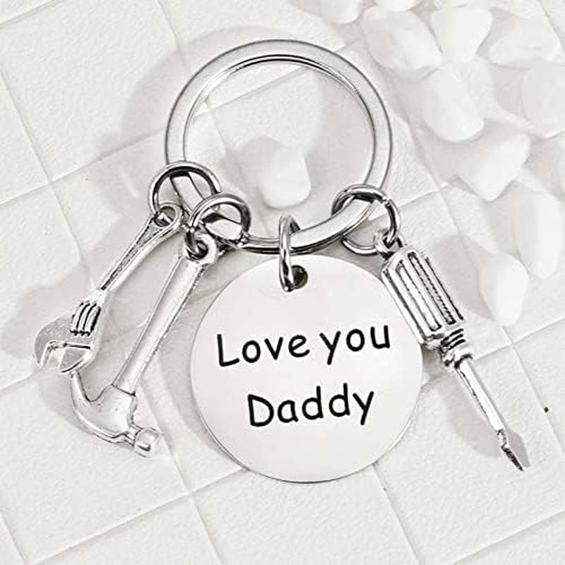 Dad Christmas Birthday Gifts Keychain from Daughter Son Love You Daddy Keyring for Dad Father Stepdad Daddy from Kids Stepdaughter Stepson Funny Keychains image number 3