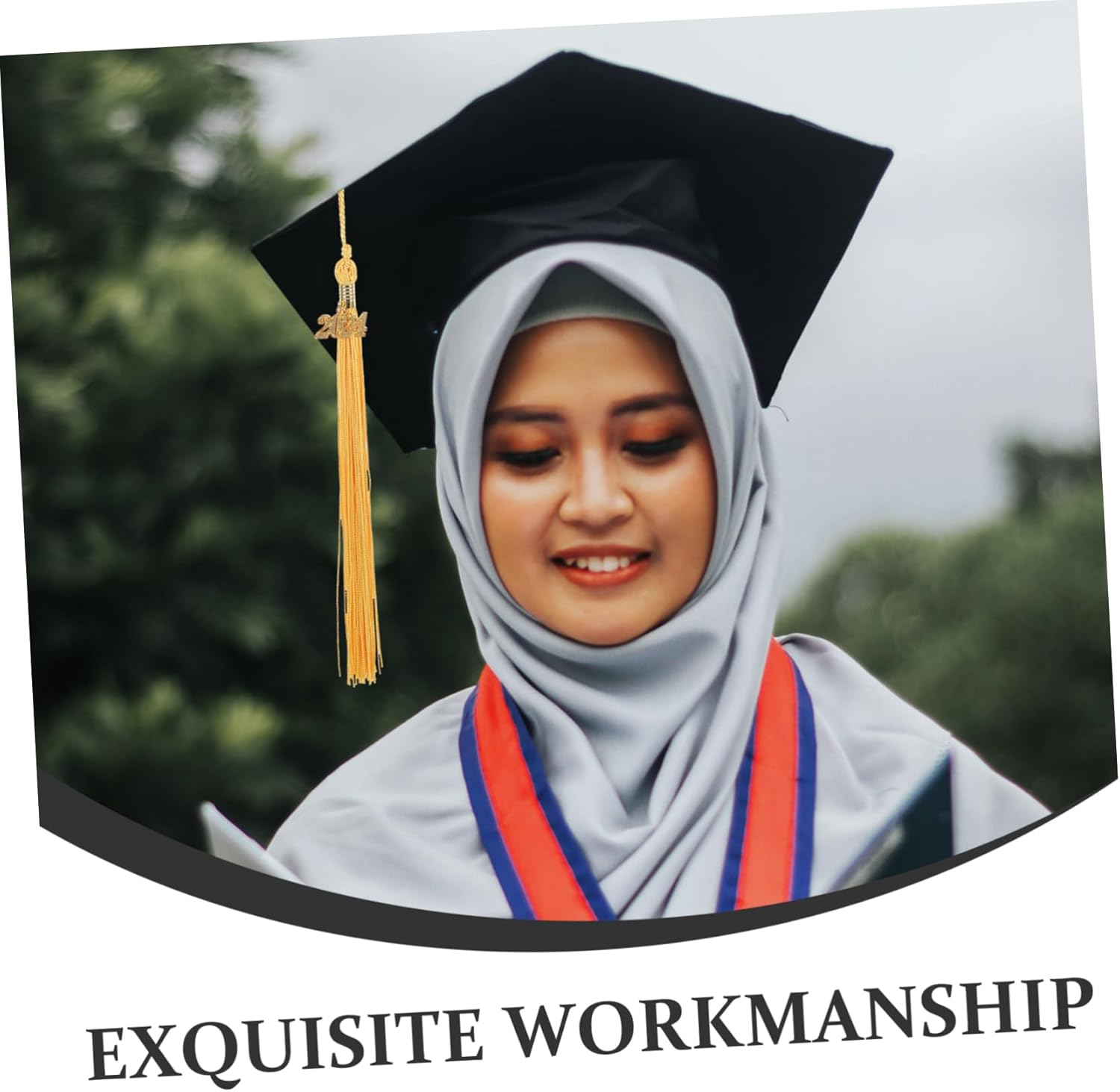 LALAFINA 4Pcs Graduation Cap Tassel Pendant Unique Graduation Hat Accessories for Memorable Ceremony and Chic Design for Photography and Celebrations - Golden image number 2