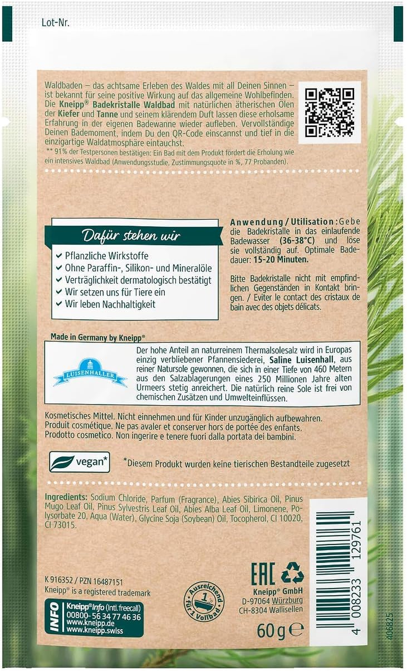 Kneipp Bath Crystals Forest Bath, Pine and Fir, Pack of 12 (12 X 60 G)