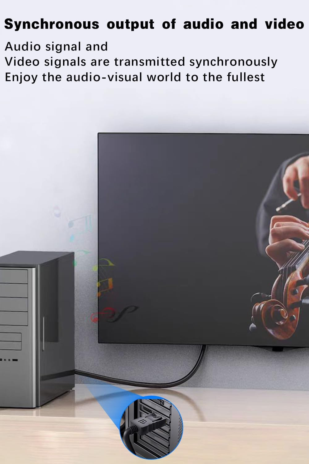 Duttek 4K Displayport to HDMI Cable 6Ft/1.8M, DP to HDMI Male Cable, Display Port to HDMI Cable Support 1080P@120Hz,1440P/2K@60Hz Uni-Directional for Desktop, Monitor, Projector image number 5