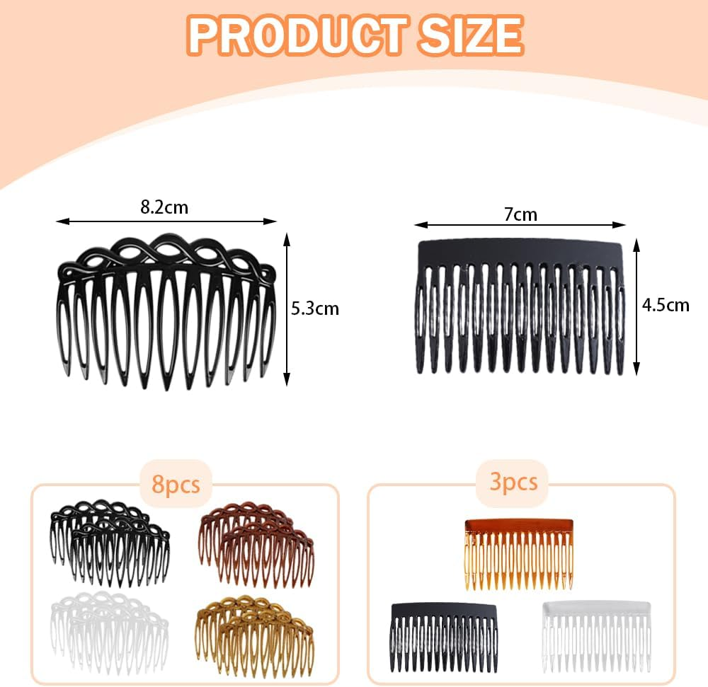 TRKETK Pack of 11 French Side Combs Plastic Decorative Hair Comb Clips Teeth Side Parting Comb Hair Comb Accessory Set Women Twisted Hair Comb Decoration for Women Girls