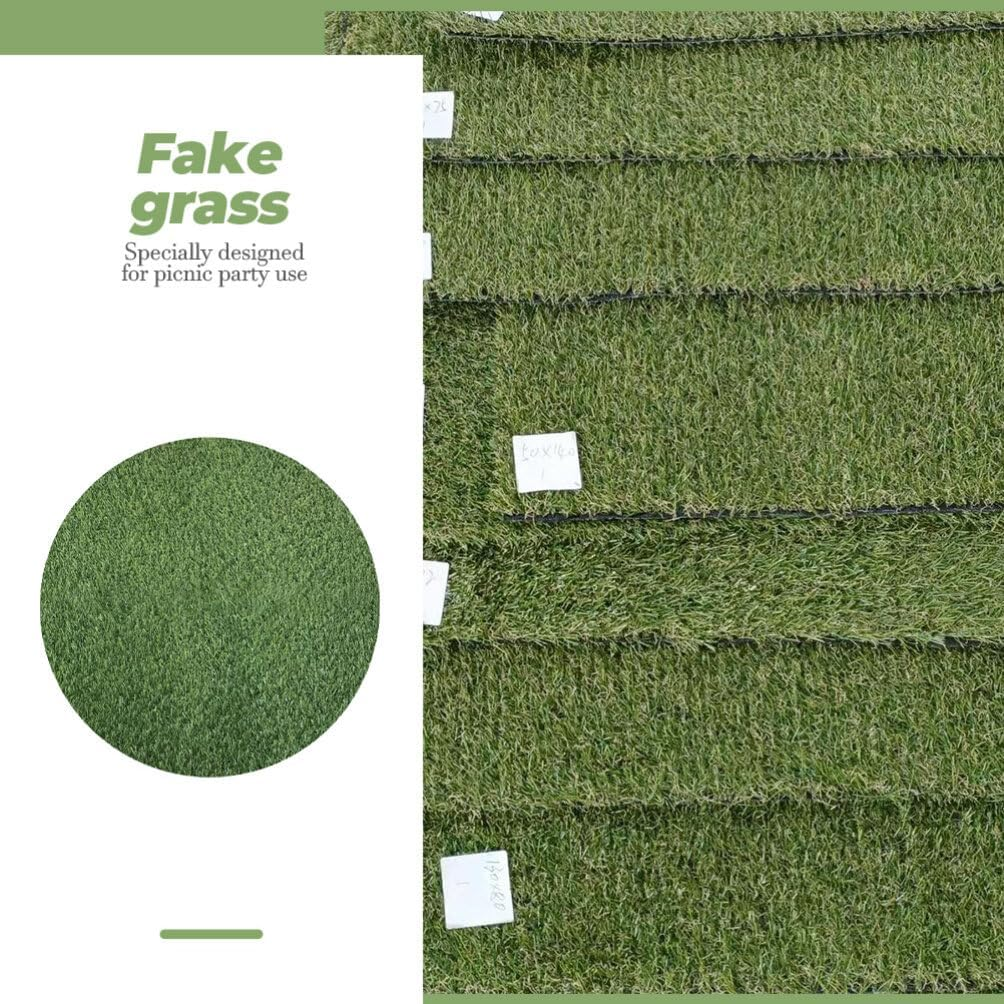 HANABASS Artificial Grass Mat round Fake Turf Tiles Realistic Grass Rug Circular Carpet Outdoor Indoor Area Rug Synthetic Grass Runner Soft Grass Mat For image number 2