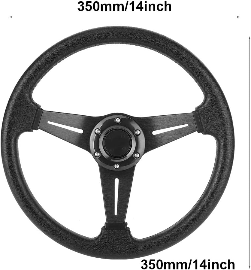 Car Racing Steering Wheel, PU Leather and Aluminum Spokes Universal Racing Car Drifting Steering Wheel, Flat Drifting Universal Sports Steering Wheel (Black) image number 3