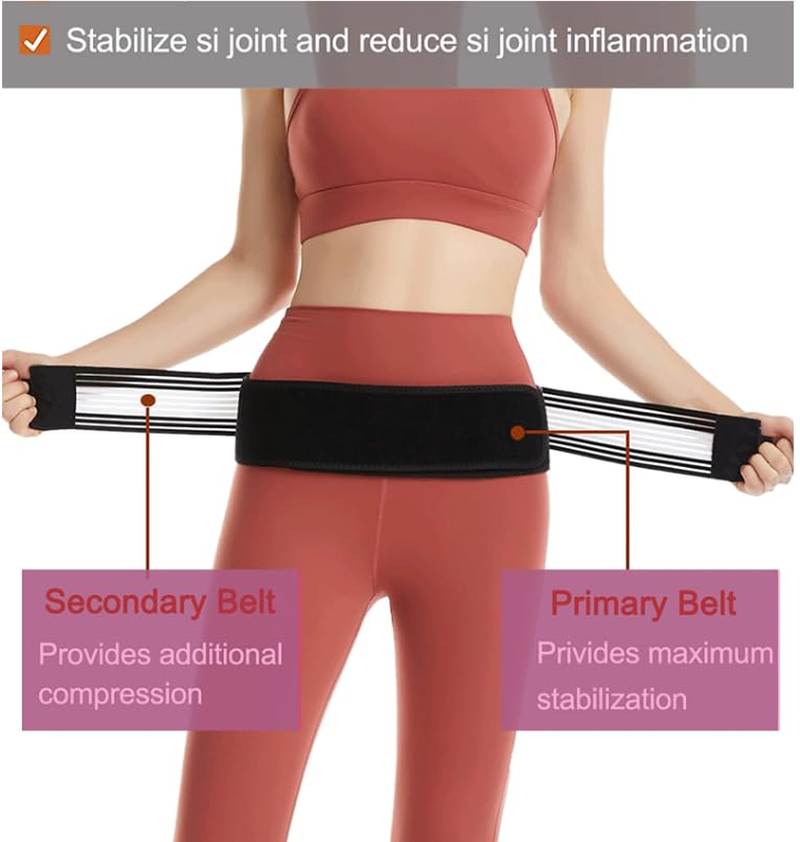 SI Joint Support Belt with Dual Compression Bands, Adjustable Stabilising Belt for Joint Pain Relief, Black image number 3