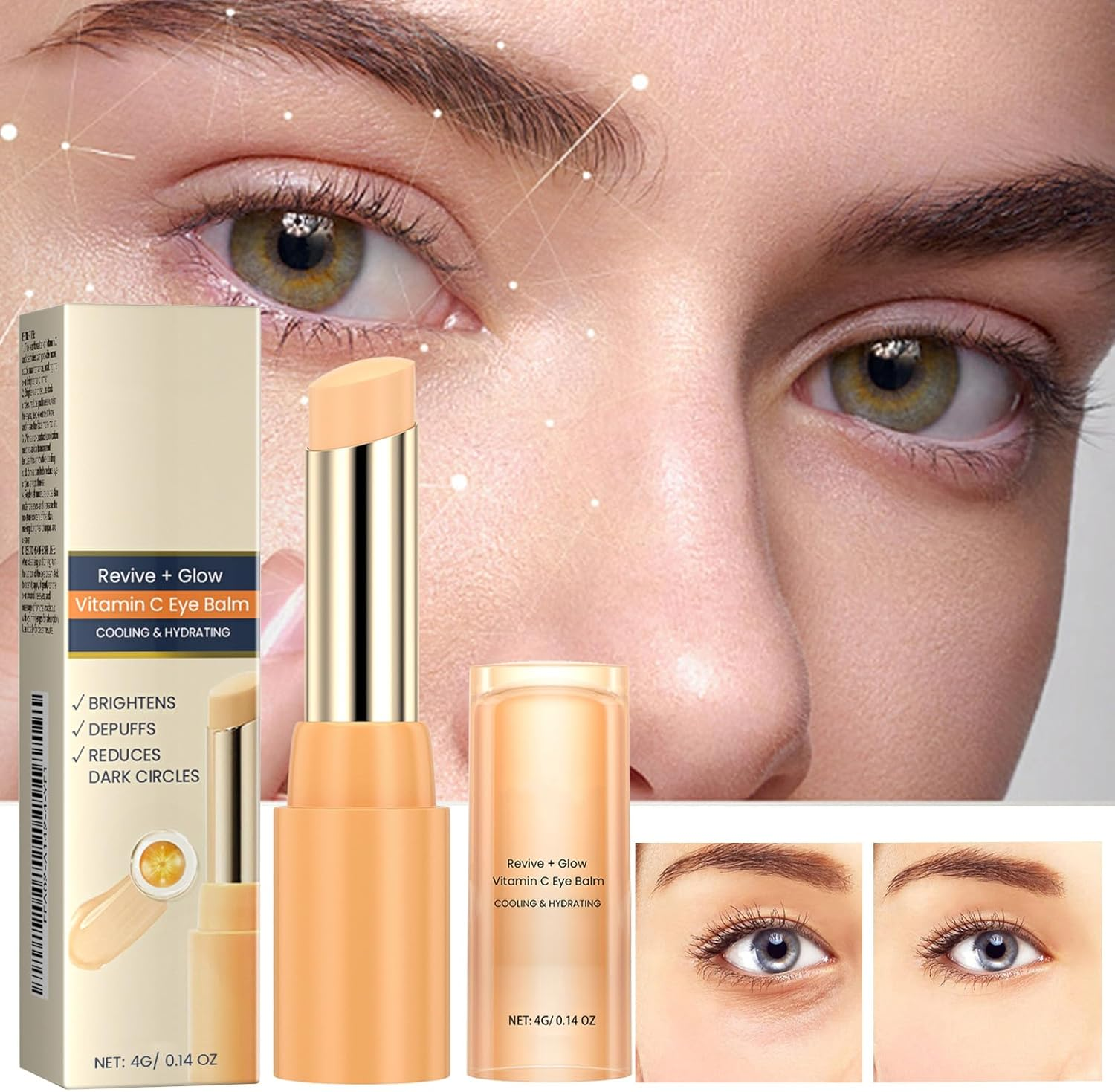 Eye Balm with Vitamin C Brightens and Reduces Puffiness, Multi Correxion Hydrating Eye Stick for Dark Circles and Puffiness, Moisturizing Hydrating Cream Retinol Deep Wrinkle Serum (1Pcs) image number 5