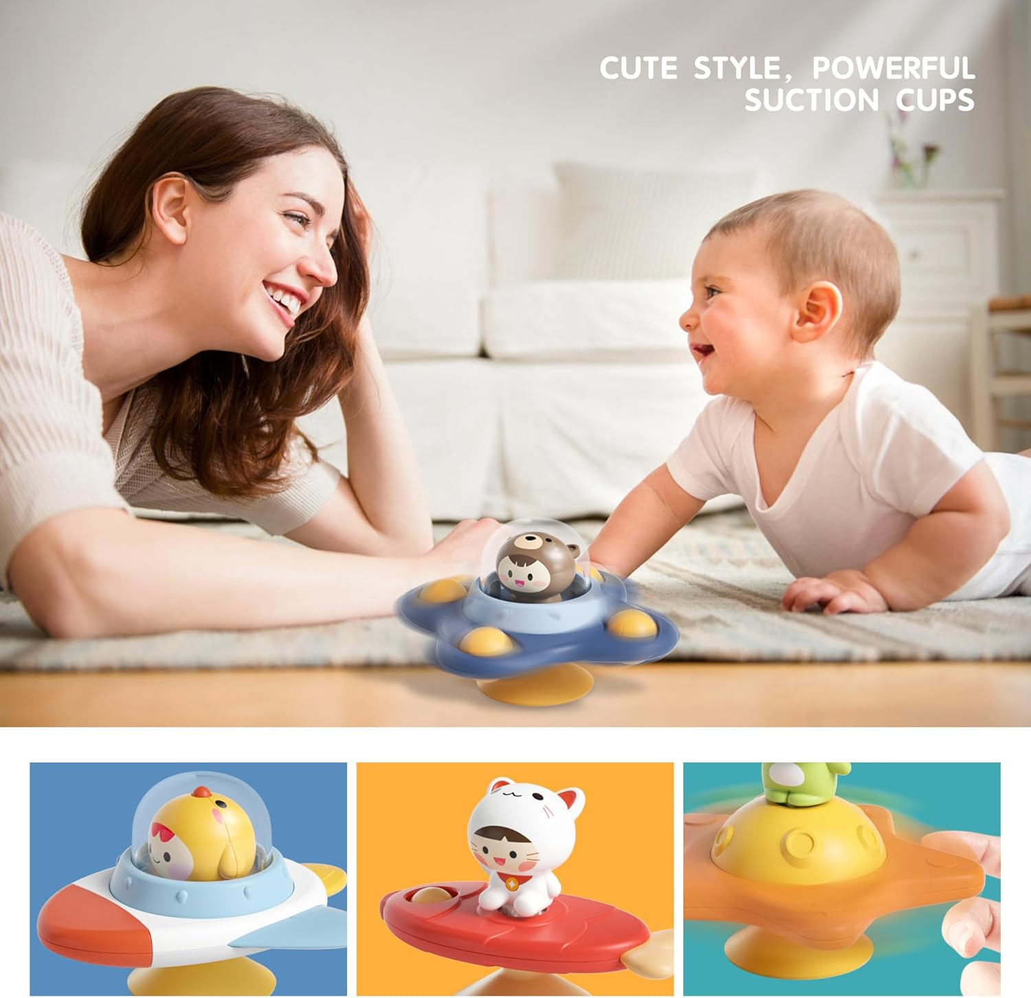 SVIOKODX 6PCS Suction Cup Spinner Toys,Baby Bath Toys,Sensory Toys for 1-3 Year Old Boy Girl,Baby Essentials for Travel,Fidget Toys for Toddlers 1-3,Birthday Gifts for 1-3 Year Old Boys and Girls image number 6