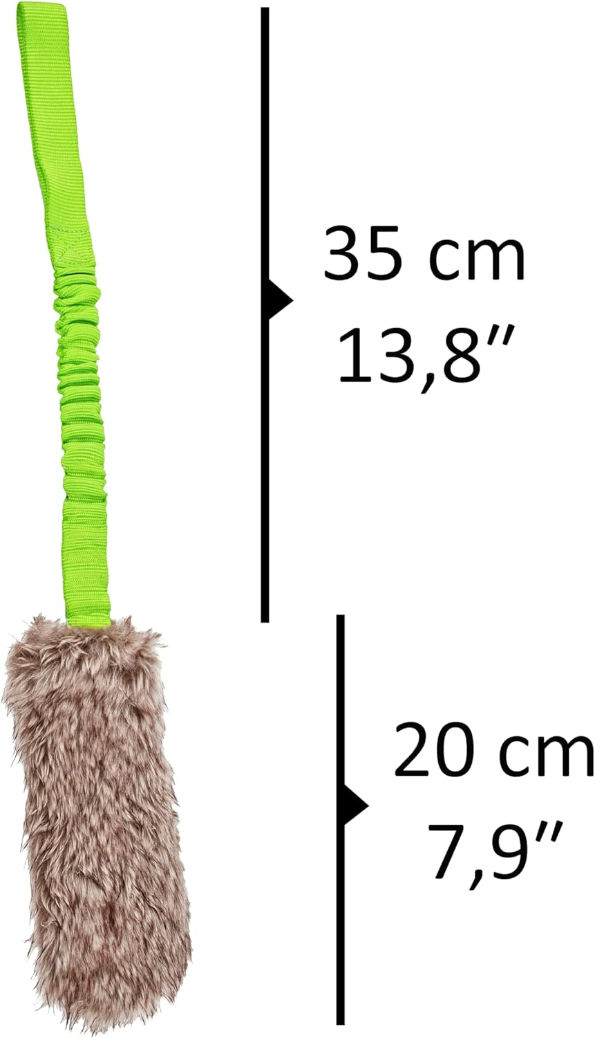 DINGO Fleece Dog Toy Artificial Fur Racer Squeaky Teaser Dog Wand 55 Cm Long Bungee Handle for Agility, Dog Training, Reward, Retrieve, Chasing, Play Green 15584-2 image number 6