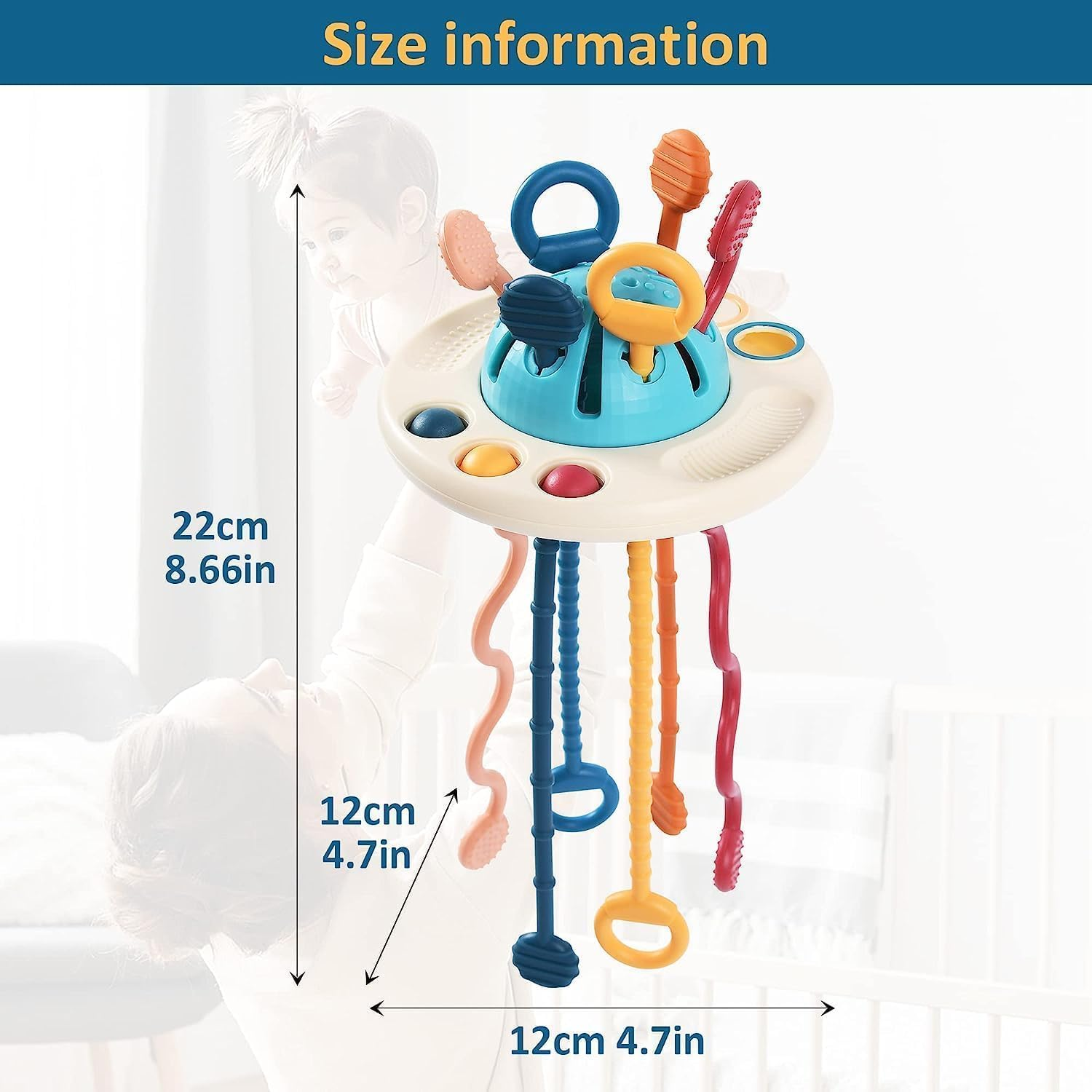 Montessori UFO Sensory Pull String Toy for Babies & Toddlers (18+ Months) - Silicone Material, Fine Motor Skills Development image number 3