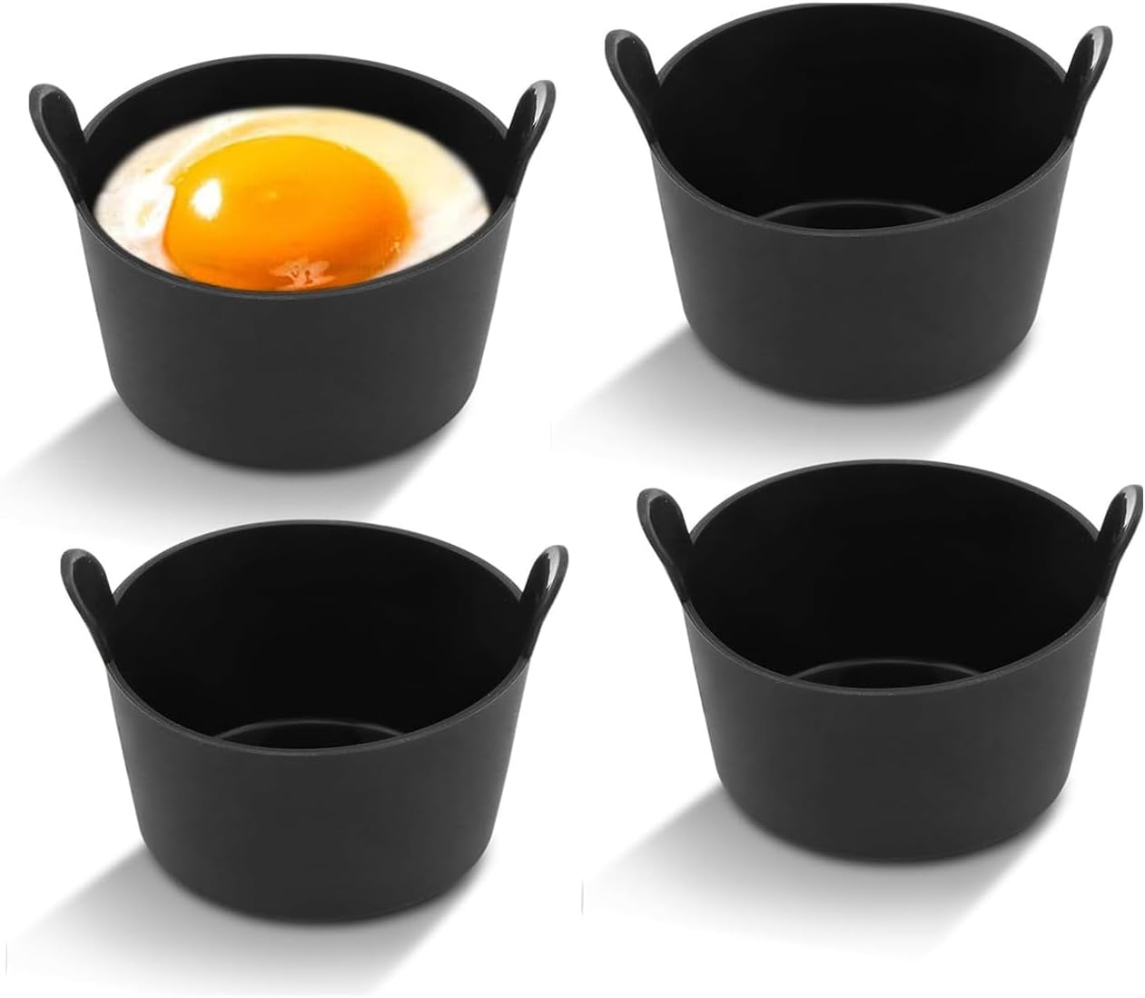 Coehaopike 4 Pcs Ramekins for Air Fryer, Silicone Air Fryer Egg Moulds, Non Stick Egg Poachers, Poached Egg Cup, Baking Cups, Large Muffin Cases for Air Fryer, Kitchen Gadget, Air Fryer Accessories (Grey)