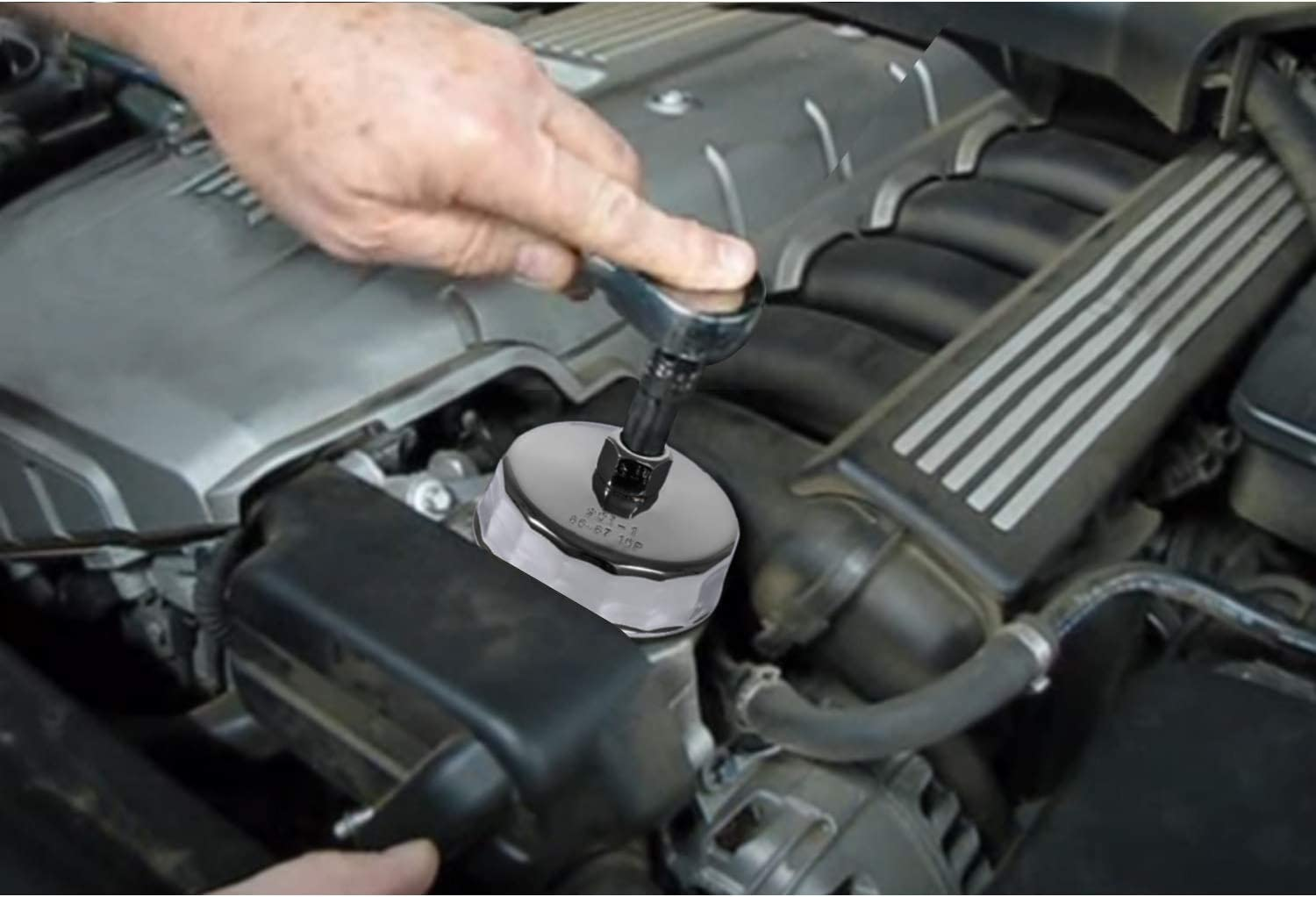 Oil Filter Wrench 86Mm 16 Flutes for BMW and Volvo, Oil Filter Housing Cap Removal Tool Fits N20 N26 N51 N52 N54 N55 N63 N74 S55 and S63 Engines, Heavy Duty Cup Wrench image number 6