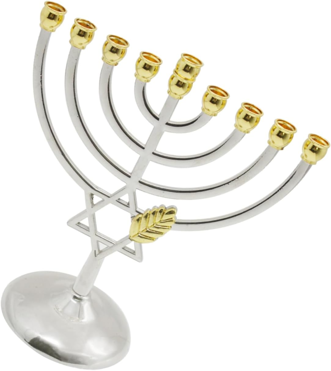 Yardenfun 9 Branch Jewish Candle Holder Metal Simple Elegant Pentacle Design Candlestick for Desktop Decoration and Hanukkah Celebration image number 4