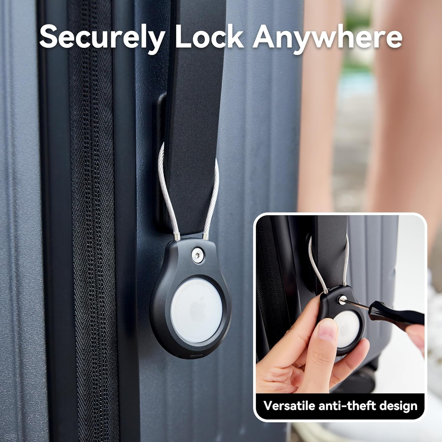 Airtag Keychain Holder 2 Pack, Waterproof Lock Airtag Case, Compatible with Apple Airtags Keyring, Ultra Secure for Luggage, Key Ring Key Chain Luggage Tag Backpack& More image number 2