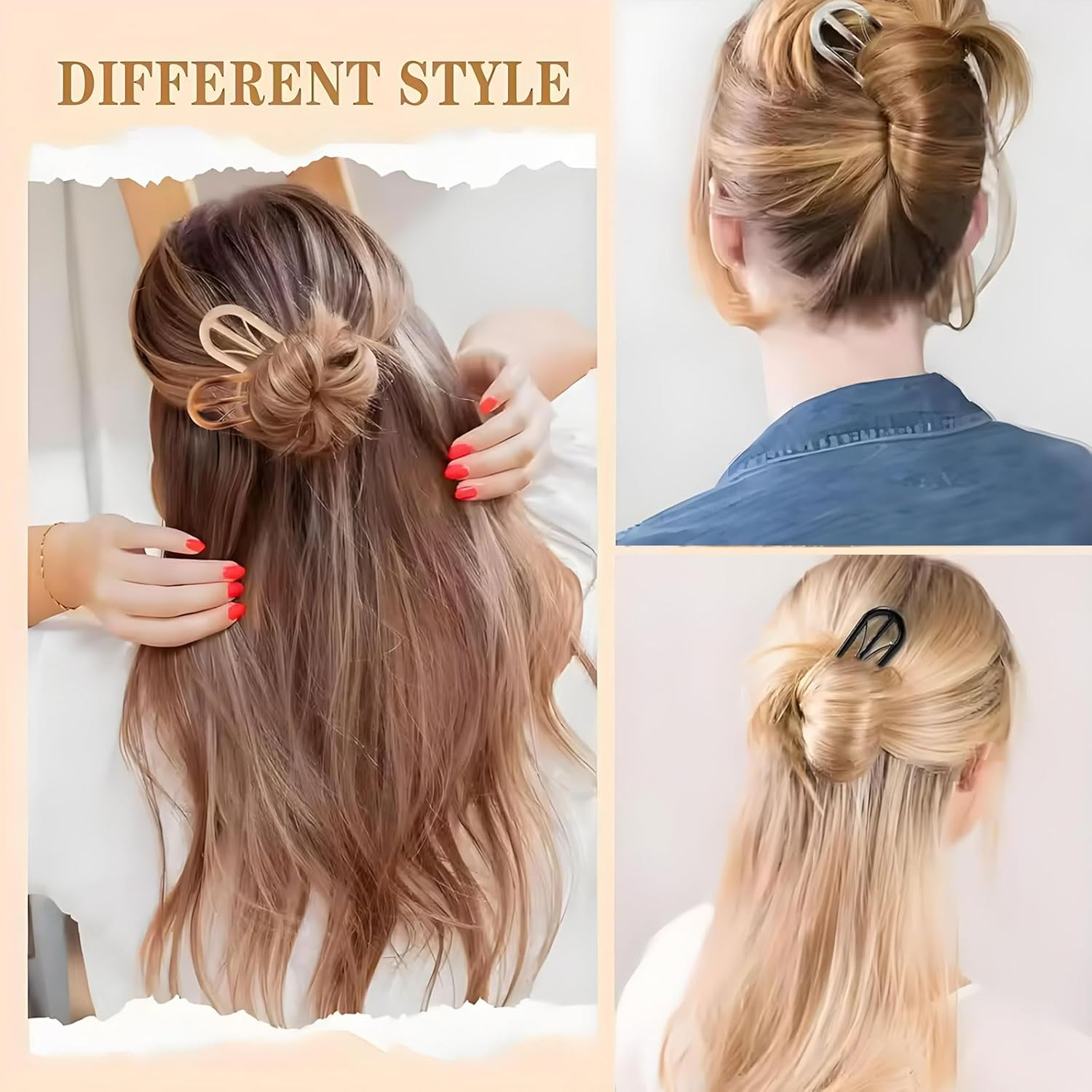 MYTOAU 10Pcs French Hair Pin, Hair Pins for Women,Retro Fork Internal Teeth French Hair Clips U Shaped French Twist Hair Pin, Tortoise Shell French Hair Pins for Women Vintage Hairstyle Accessories image number 1