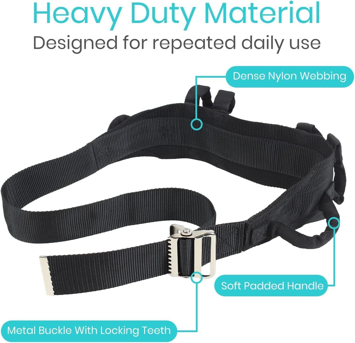 Gait Belt (300Lbs) Transfer Belt with Handles - Medical Nursing Safety Patient Assist - Bariatric, Elderly, Handicap, Physical Therapy, Lumbar Supports - PT Gate Strap Quick Release Metal Buckle, Grabbing Teeth image number 2