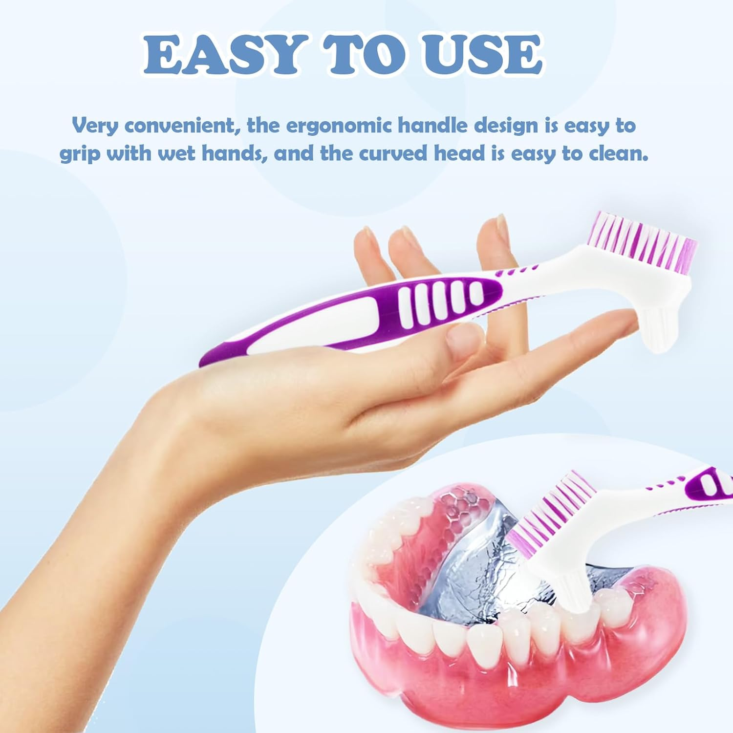 4 Pcs Denture Cleaning Brush and 1 Pcs Storage Case, Portable Denture Toothbrush, Retainer Brush With, Double Sided Toothbrush (4 Colors and Blue) image number 1
