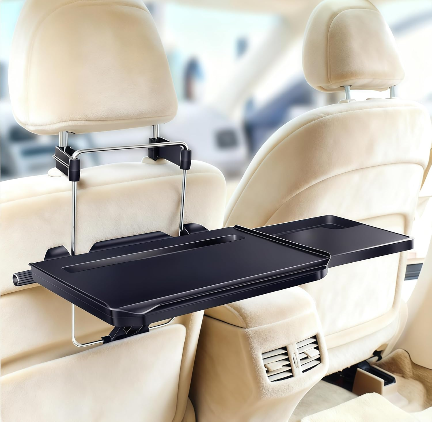 Seceles Car Laptop Desk, Automotive Foldable Laptop Mount Tray and Notebook Eating Wheel Desk, Car Food Eating Tray for Steering Wheel and Back Seat (Black)