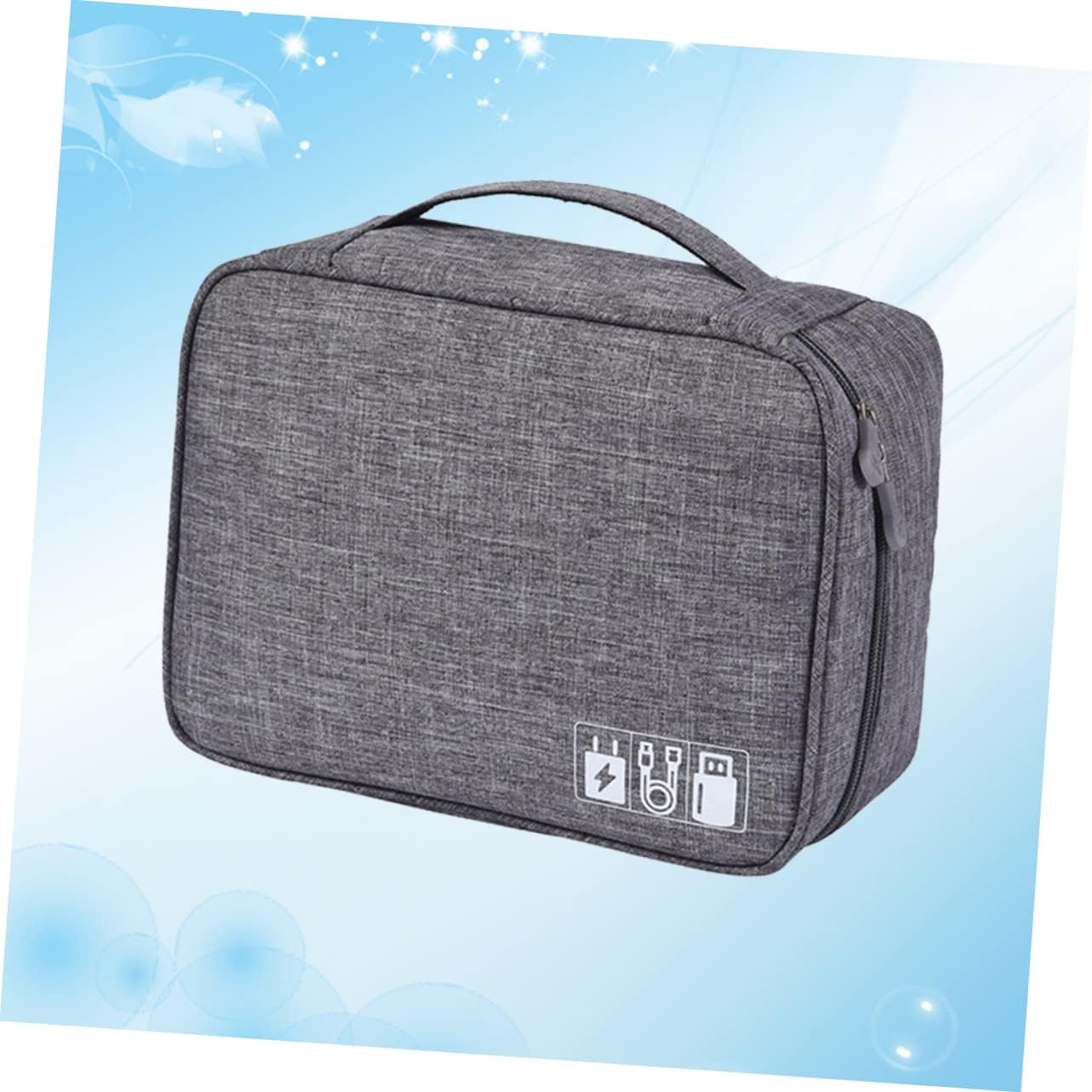KICHOUSE Polyester Travel Storage Bag for Data Cable and Electronics for Organizing USB Drives and Power Banks Grey image number 1
