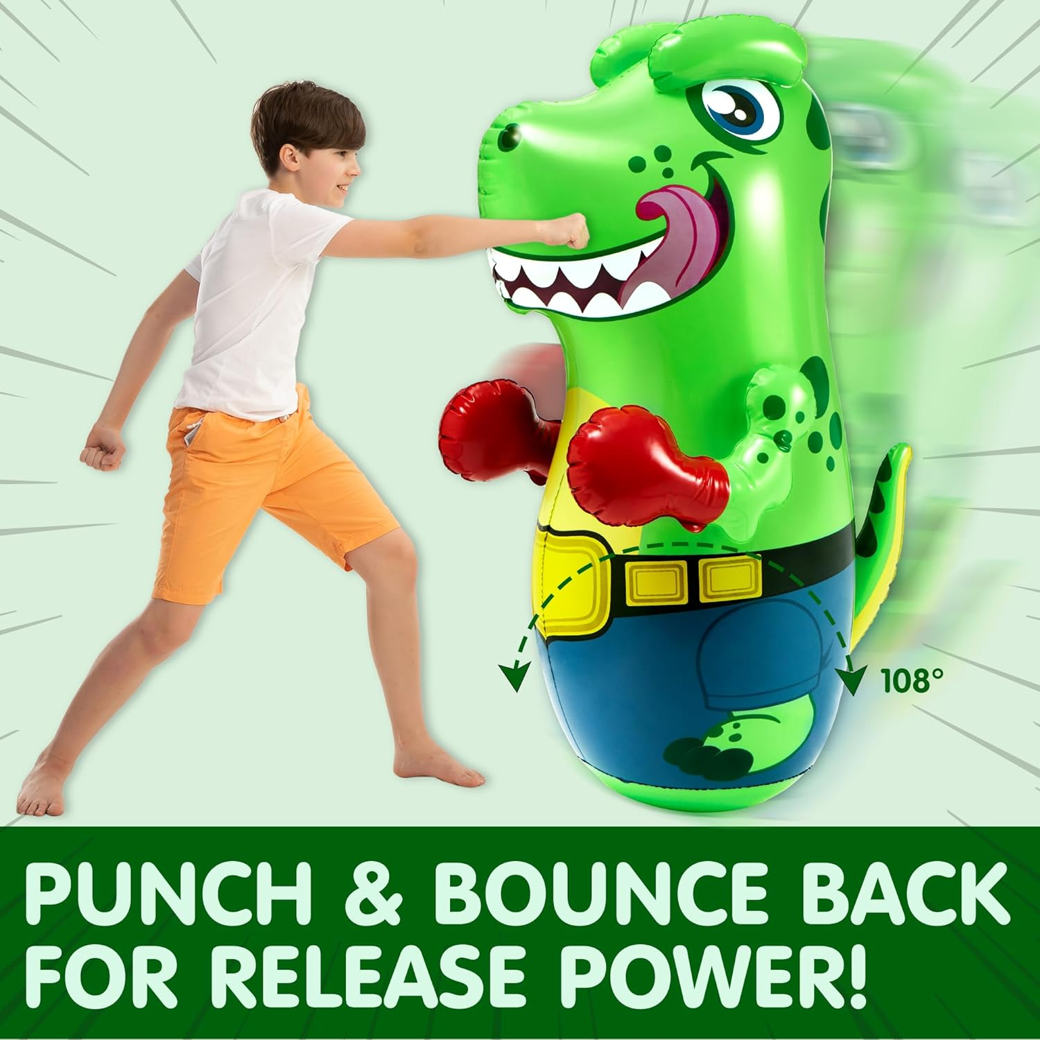 JOYIN Inflatable T-Rex Dinosaur Bopper 47 Inches, Bop Bag Inflatable Punching Toy, Kids Punching Bag with Bounce-Back Action image number 1