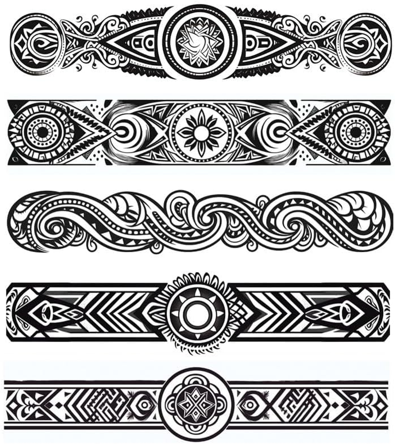 Marc5 Temporary Bracelet Tattoo Tribal Tattoo Maori Design 5 Sheets image number 3