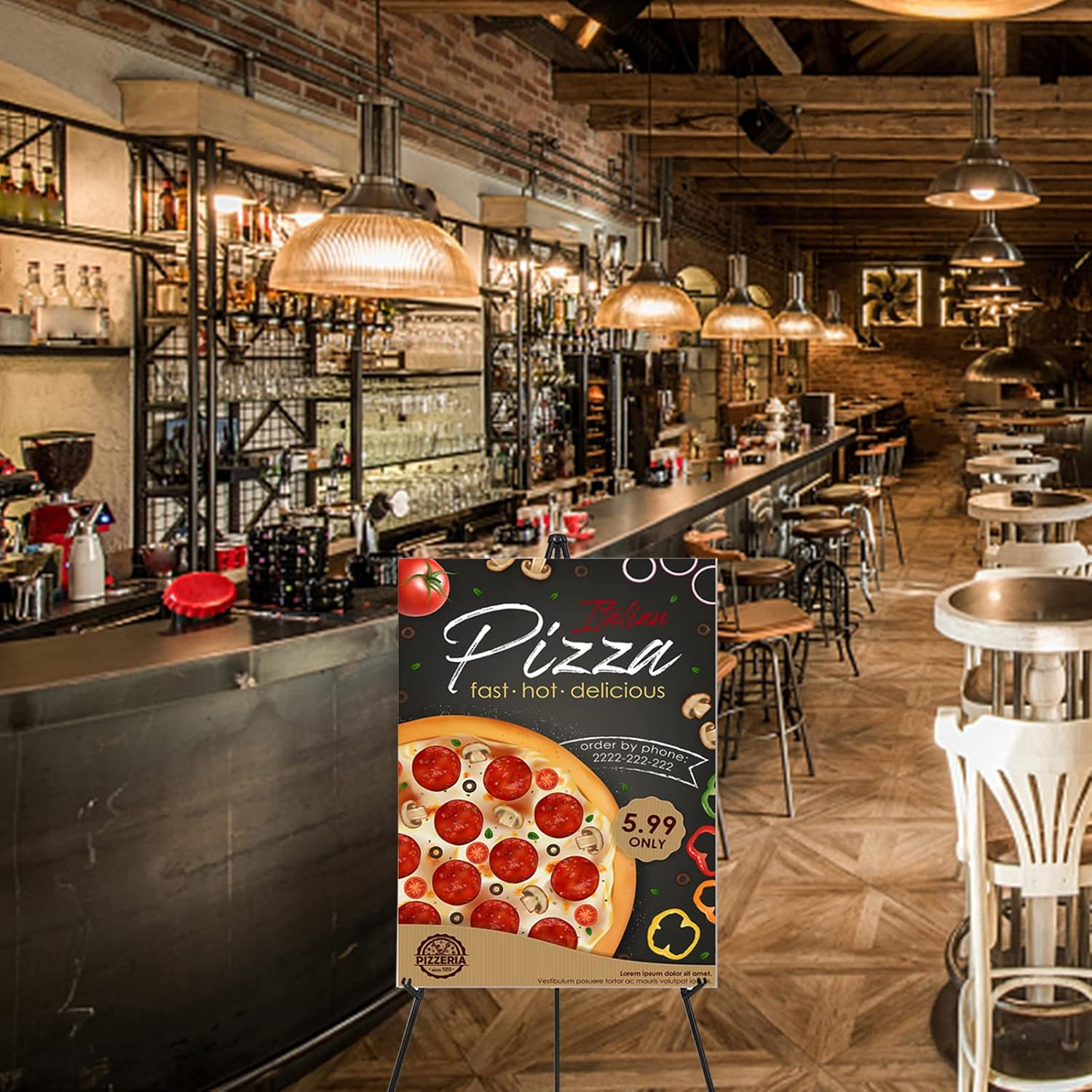 Thickened Easel Stand for Wedding Sign & Poster 63'' Portable Easels for Display Black Art Easel for Floor Adjustable Metal Easel Stand,Quick Set-Up Tripod Stand, Presentations,Signs,Posters (Black) image number 6