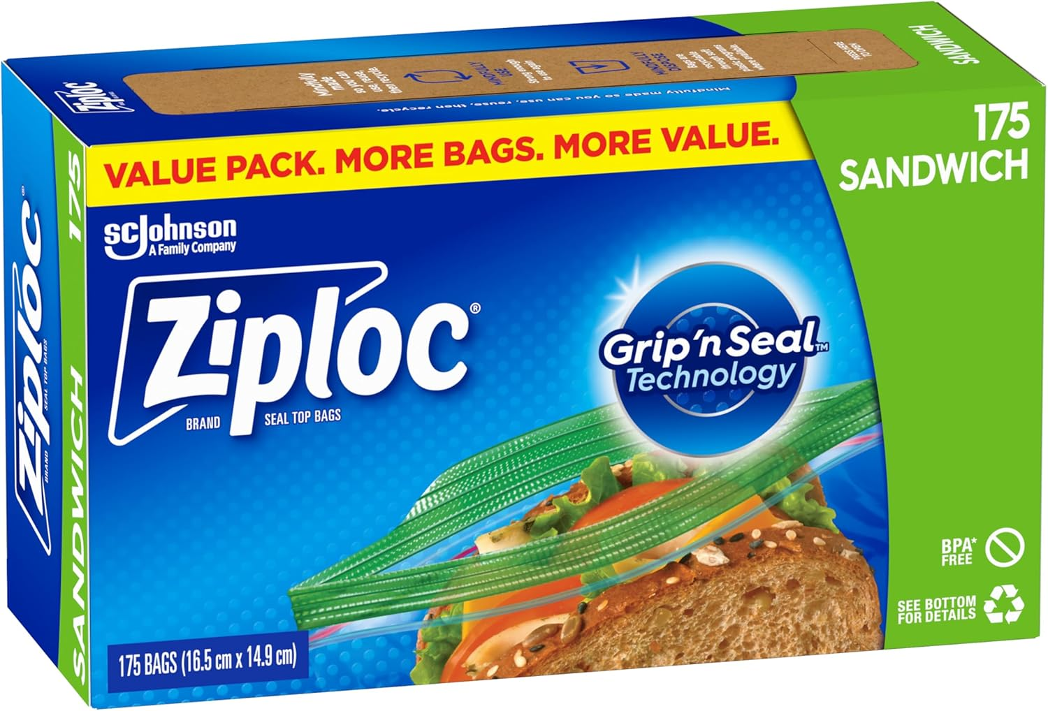 Ziploc Sandwich Bags Resealable Food Storage Value Pack 350 Pack image number 2