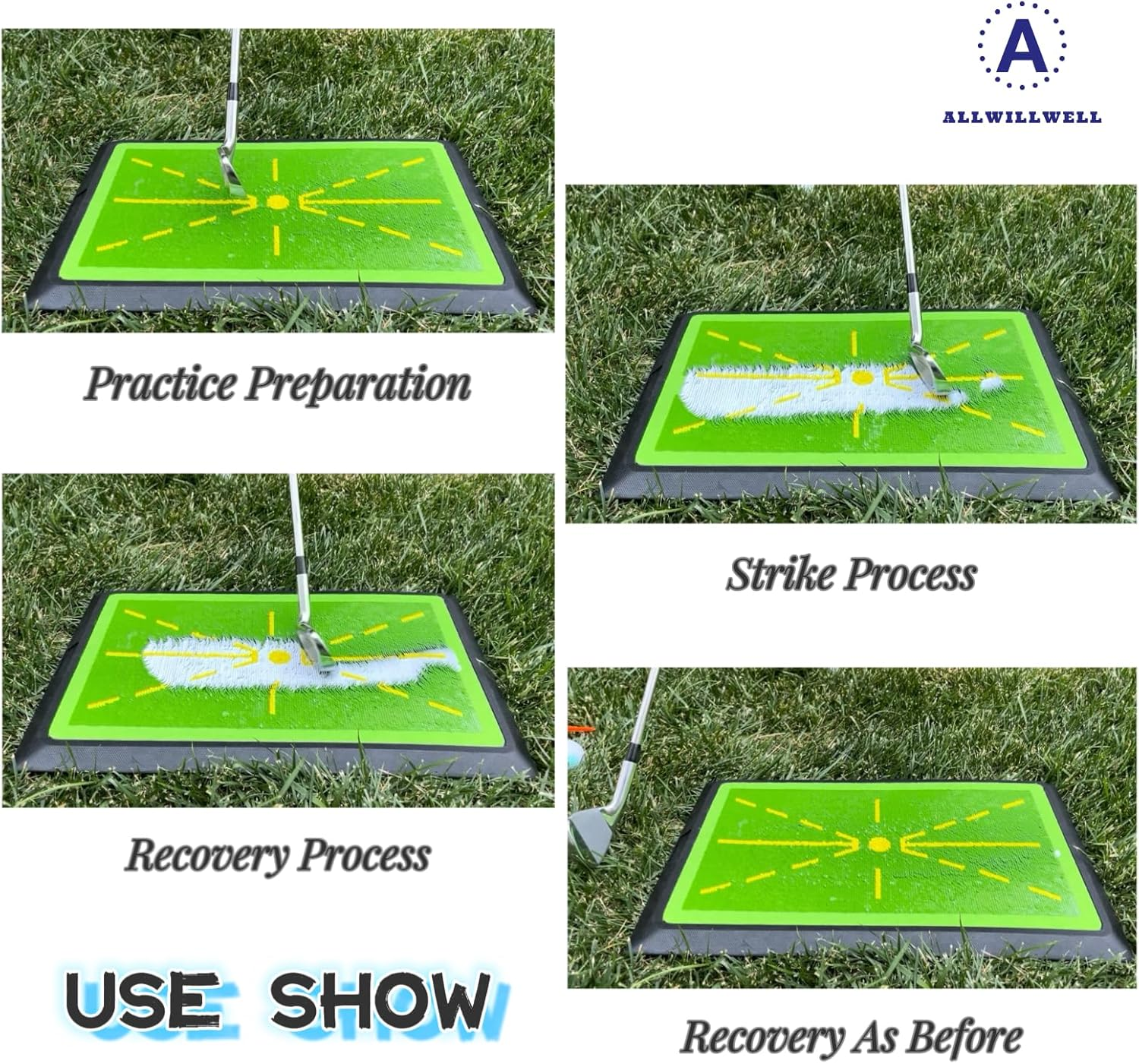 Golf Swing Correction Mat with Reflective Beads - Shows Swing Path,Easily Reset,Track & Improve Your Swing, Includes 2Golf Ball Stickers，Exercises and Provides Golf Leveling image number 4