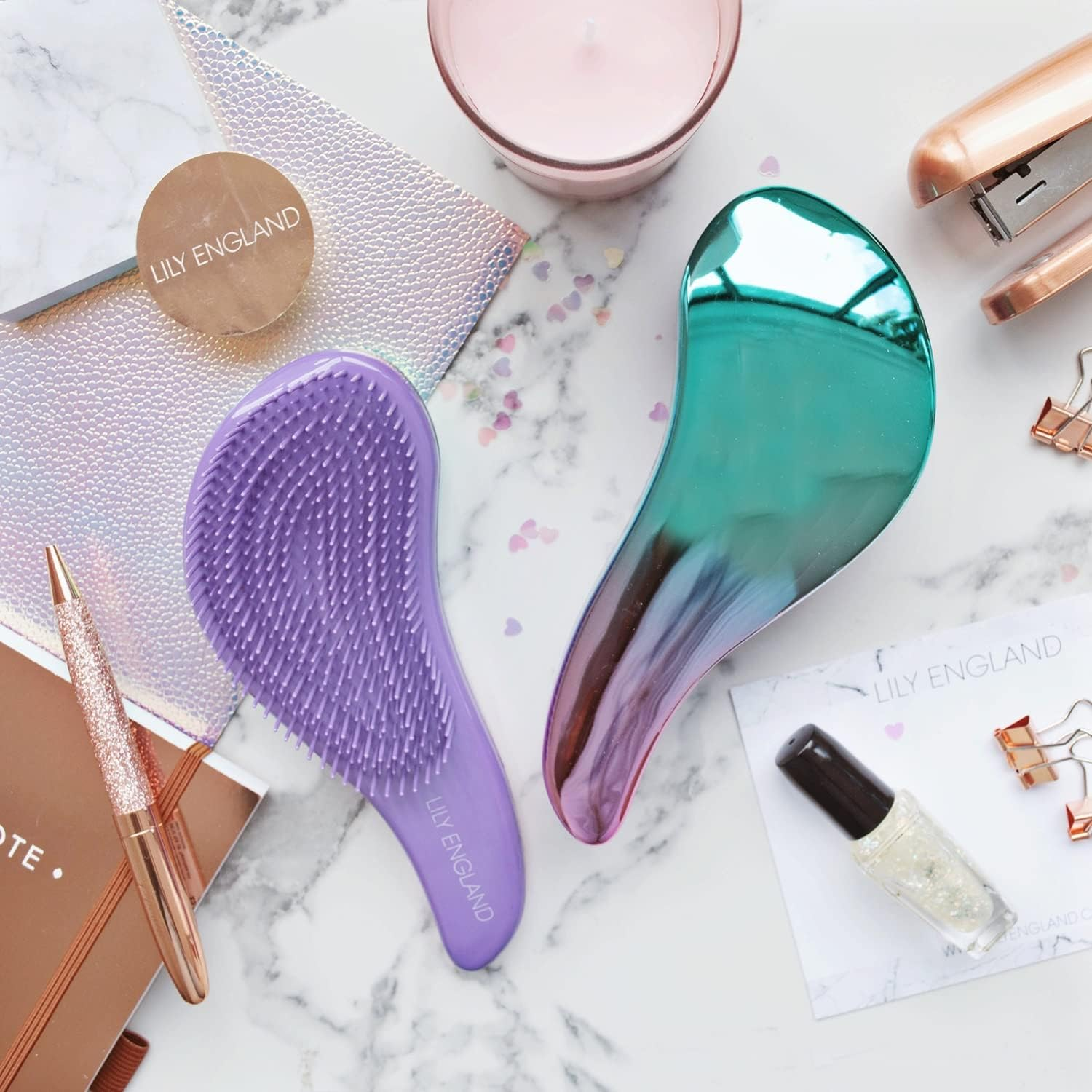 Lily England Detangler Brush, Detangling Hairbrush for Women, Girls and Kids - Detangle Brush for Wet, Fine, Curly, Thick, Afro Hair By - A. Ombre image number 5