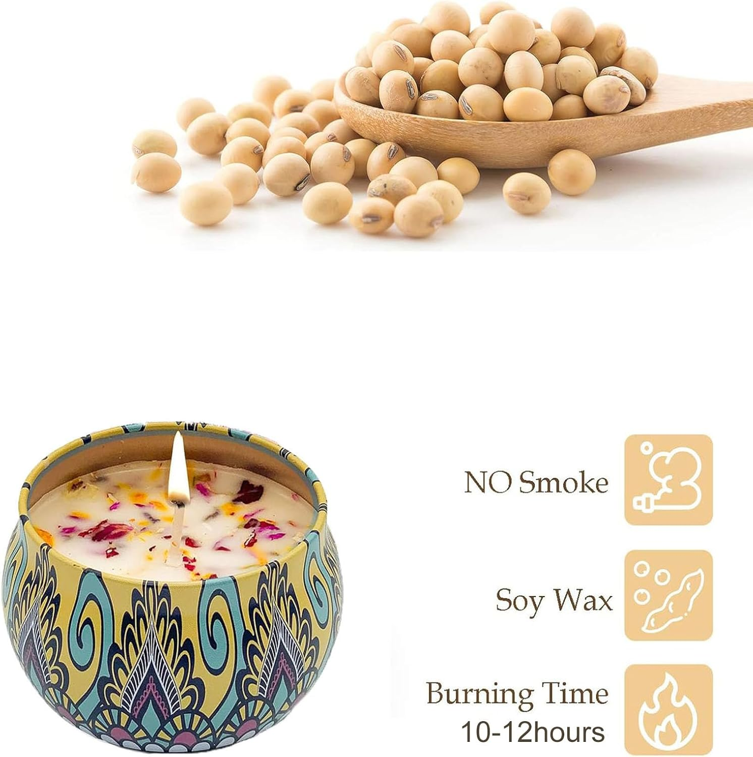 Scented Candles Gift Set, 4 Pack Scented Candles Ethnic Style Four Piece Set, Made from Natural Soy, for Stress Relief, Body Relaxation, Suitable for Lliving Room, Bedroom, Study, Bathroom image number 5