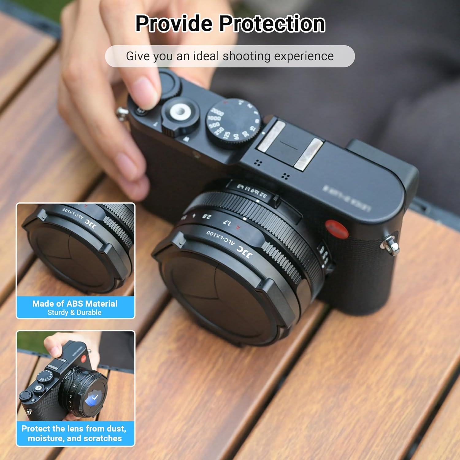 JJC Auto Open and Close Lens Cap for Leica D-LUX 8 D-LUX (Typ 109) D-LUX 7 Panasonic Lumix LX100 II (DC-LX100M2) DMC-LX100 Replaces DMW-LFAC1 + Emall Micro Fiber Cleaning Cloth image number 1