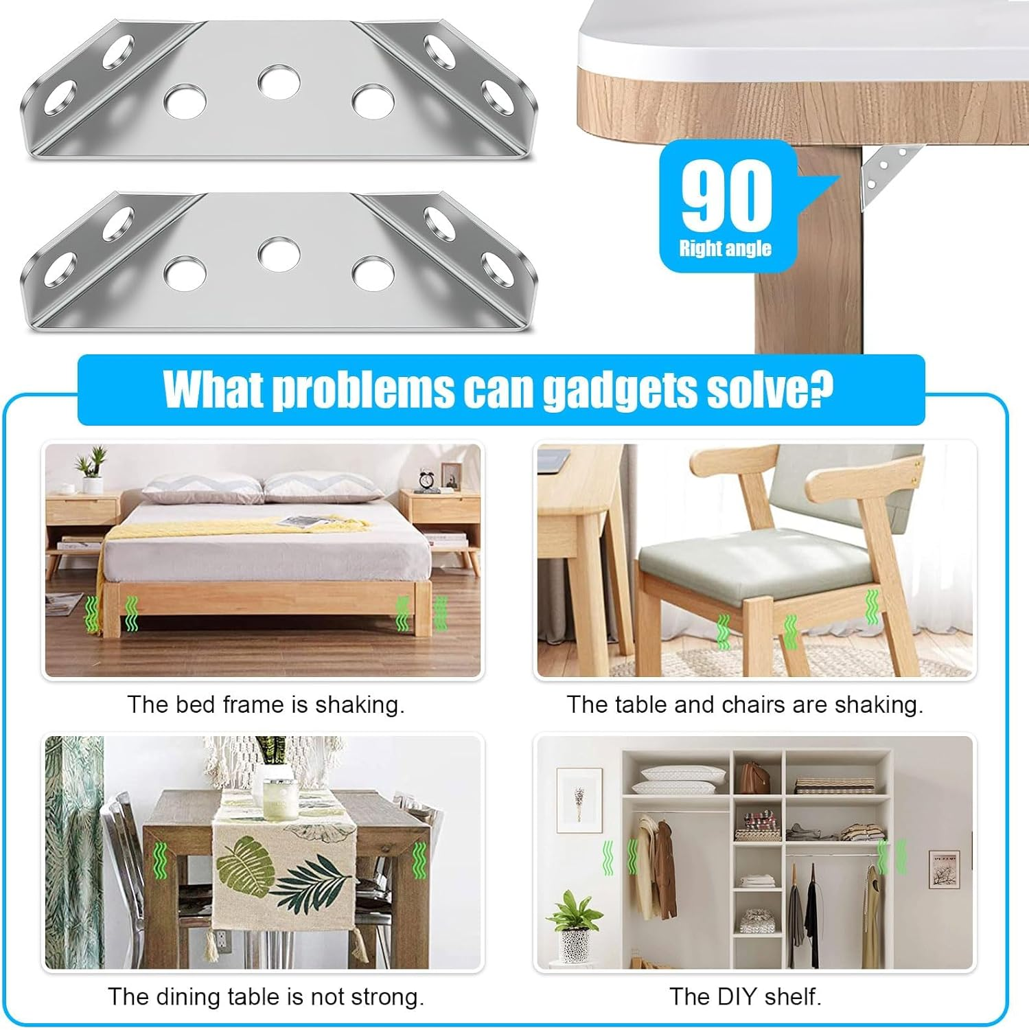 Universal Furniture Corner Connector, 10 Pcs Stainless Steel Angle Corner Brackets with Screws, Trapeziform Corner Braces for Cabinet, Closet, Furniture image number 3