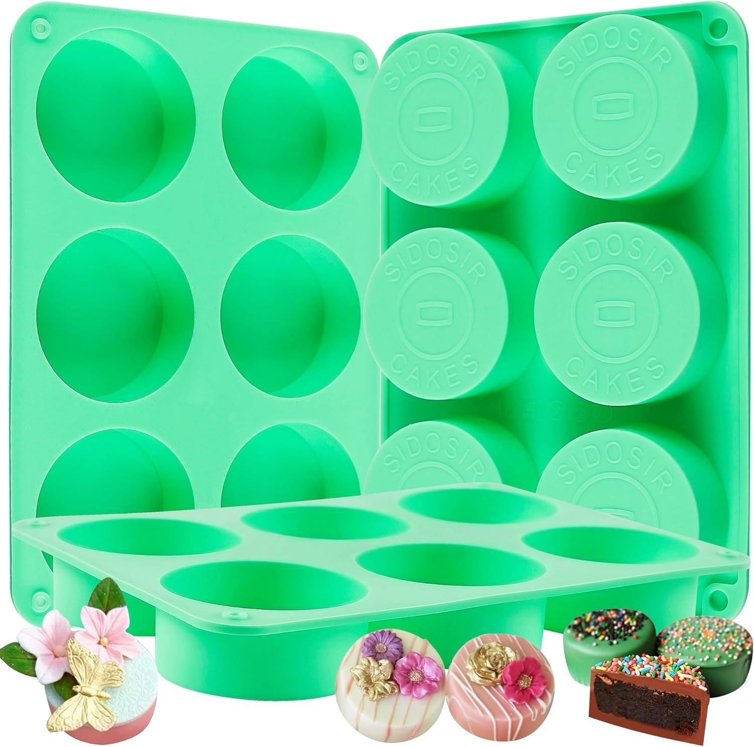 Sidosir 3Pcs Oreo Cookie Chocolate Silicone Mold, 12-Cavity round Cylinder Oreo Chocolate Cover Molds for Candy, Silicone Baking Molds for Mini Cakes, Jelly