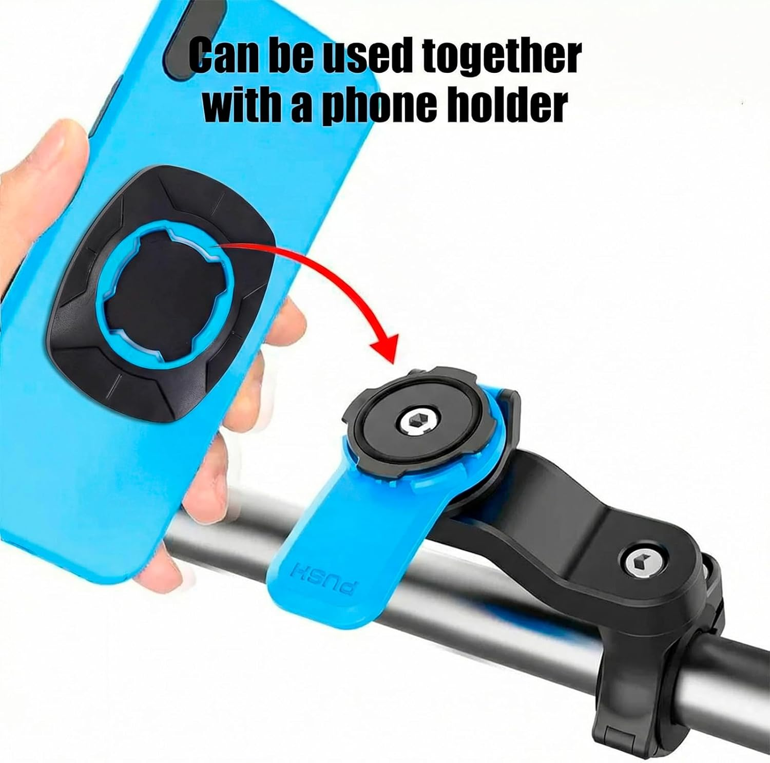 JANGJANG Phone Mount Universal Adaptor for Quad Lock, Adhesive Mount, Quick and Secure for Smartphones, Motorcycles, Bicycles, Cars, Accessories, Blue (Blue) image number 4
