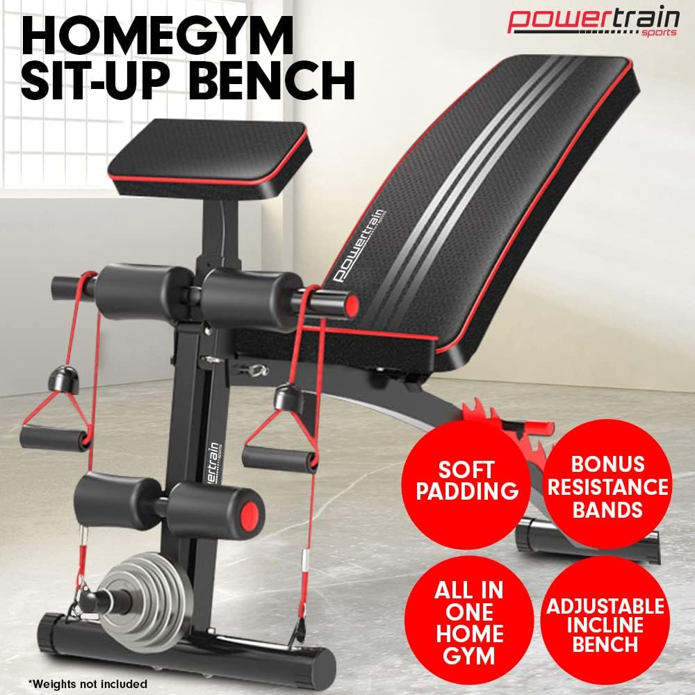 Powertrain Sports Adjustable Incline Decline Flat Gym Fitness Bench image number 5