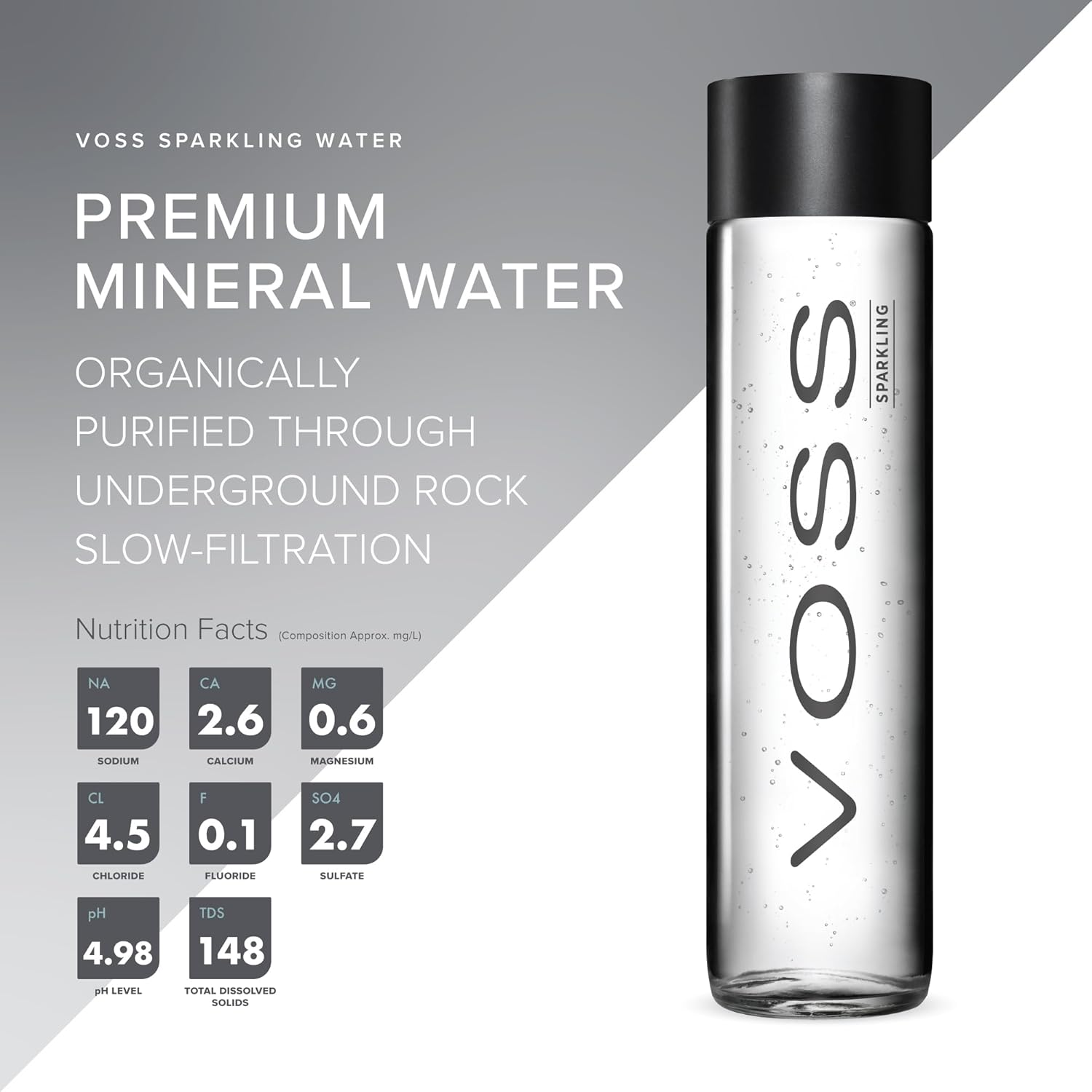 Voss, 24 X 375 Ml, Sparkling Water Glass image number 2