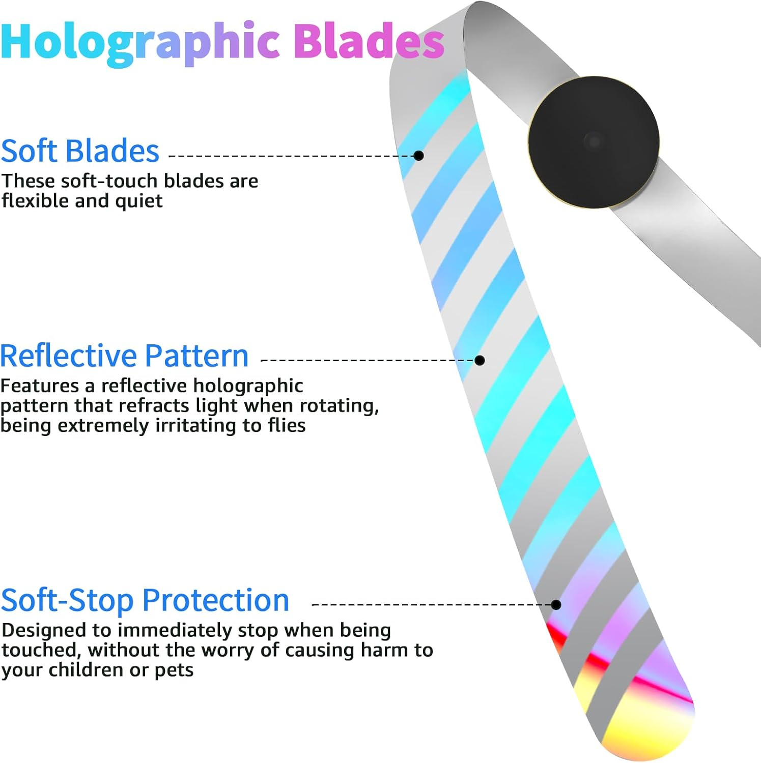 Fly Fans for Tables Rechargeable Fly Repellent Fans for Indoor Outdoor Keep Flies Away, Flies Spinner Table Top with Holographic Blades, Bug Traps for Picnic, Party, BBQ (Black, 3Packs)