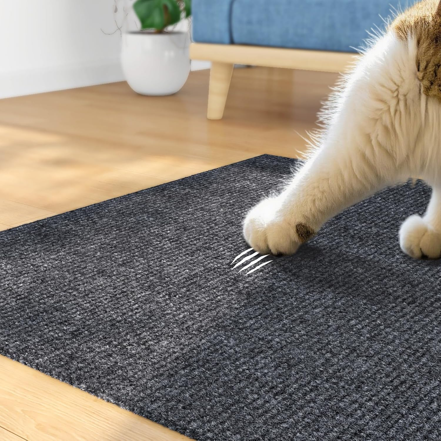 Rewallpaper Cat Scratch Mat Trimmable Sisal Textured Dark Grey Cat Carpet Scratching Post Self Adhesive Durable Claw Guard Pad for Sofa Chair Legs Desk Side Door Frame Furniture Protector 12In X 6.5Ft image number 1