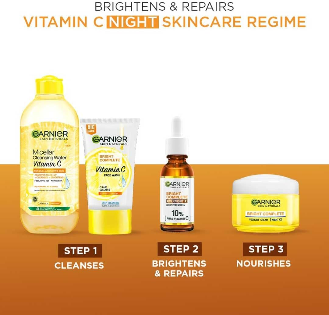 Garnier Bright Complete Night Vitamin C Serum with 10% Pure Vitamin C for Bright Skin, PM Routine Vitamin C Serum Suitable for All Skin Types, 15Ml image number 1